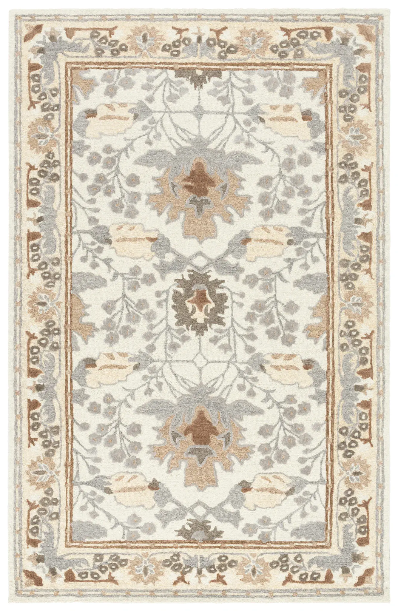 Earthly Treasures Botanical Bordered Hand-Tufted Rug