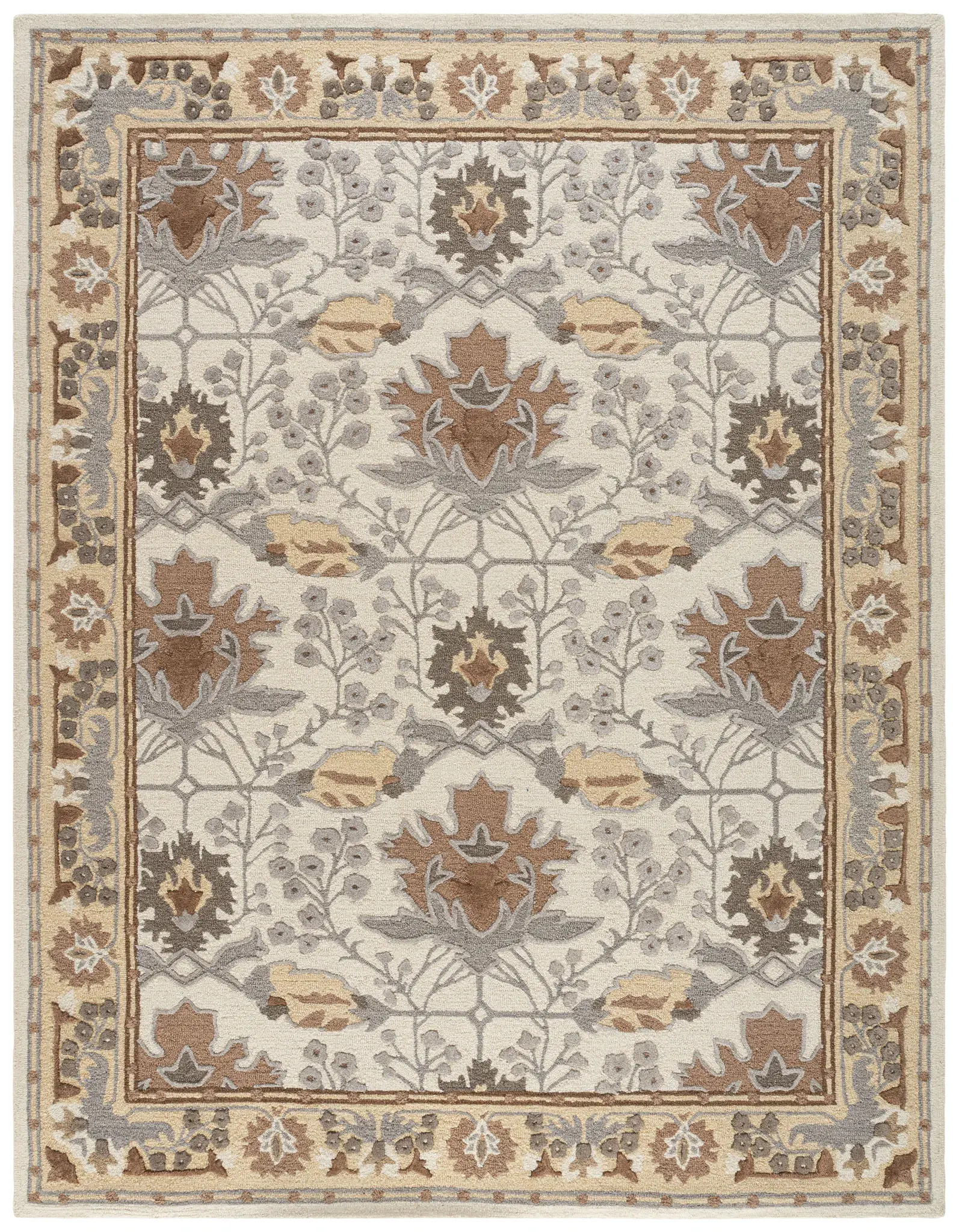 Earthly Treasures Botanical Bordered Hand-Tufted Rug