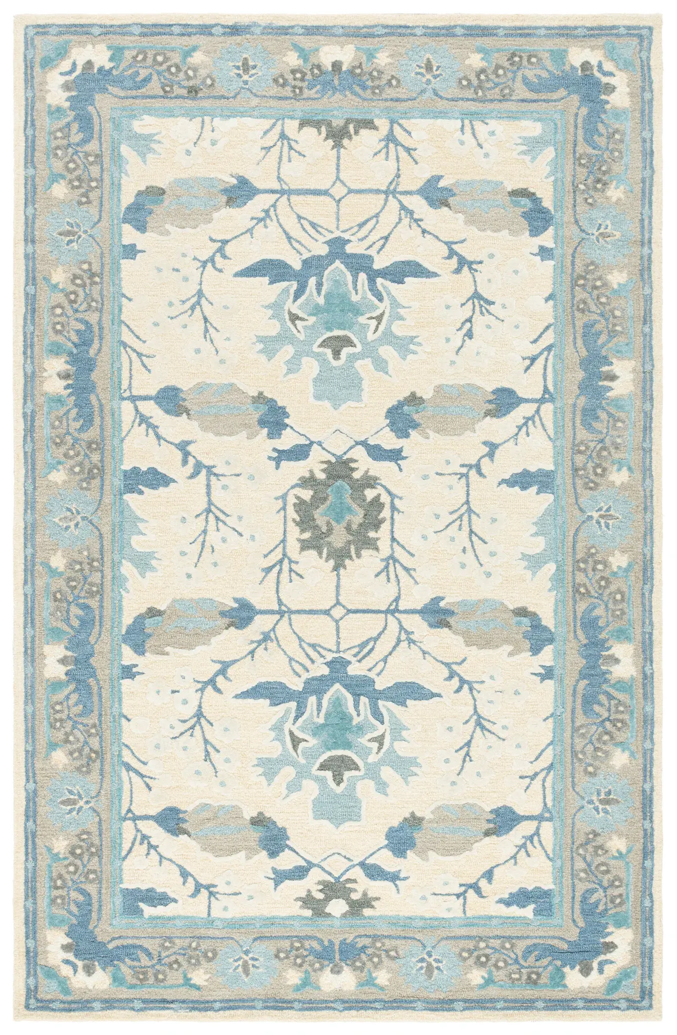 Earthly Treasures Botanical Bordered Hand-Tufted Rug
