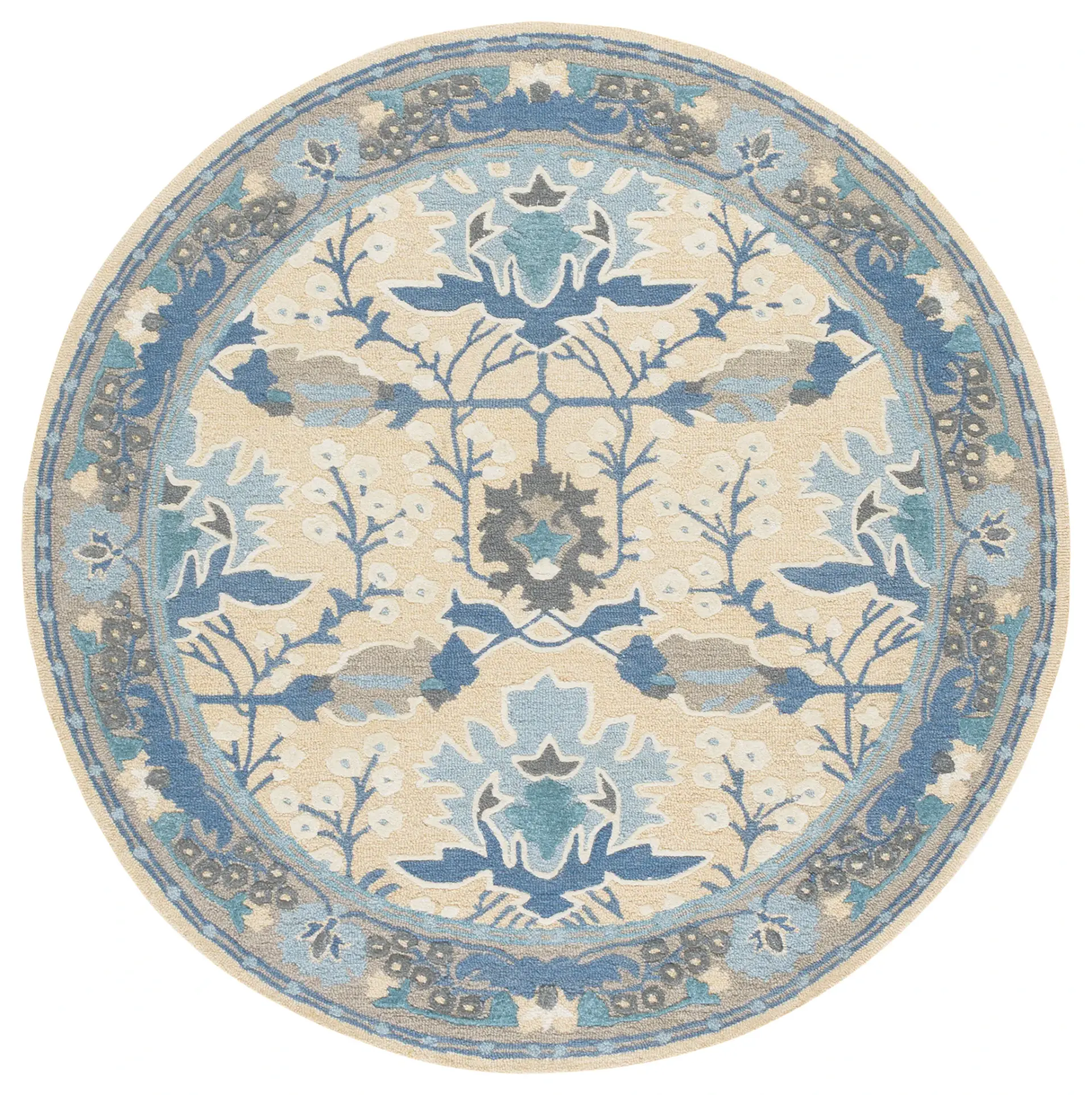 Earthly Treasures Botanical Bordered Hand-Tufted Rug
