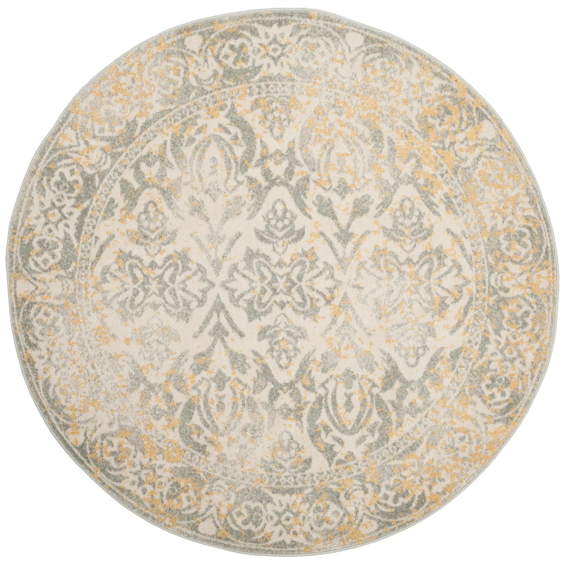 Evoke Distressed Damask Border Rug