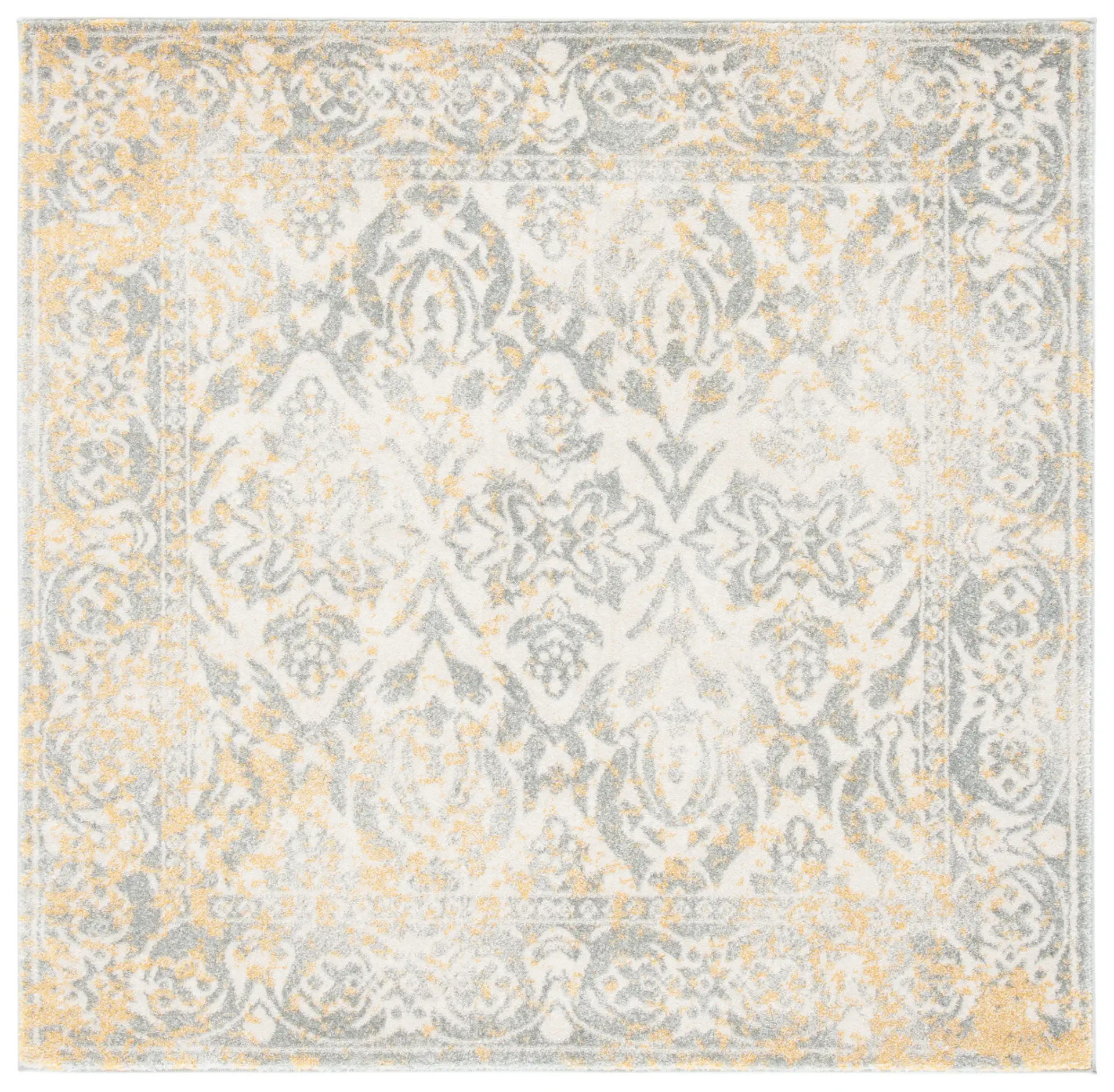 Evoke Distressed Damask Border Rug