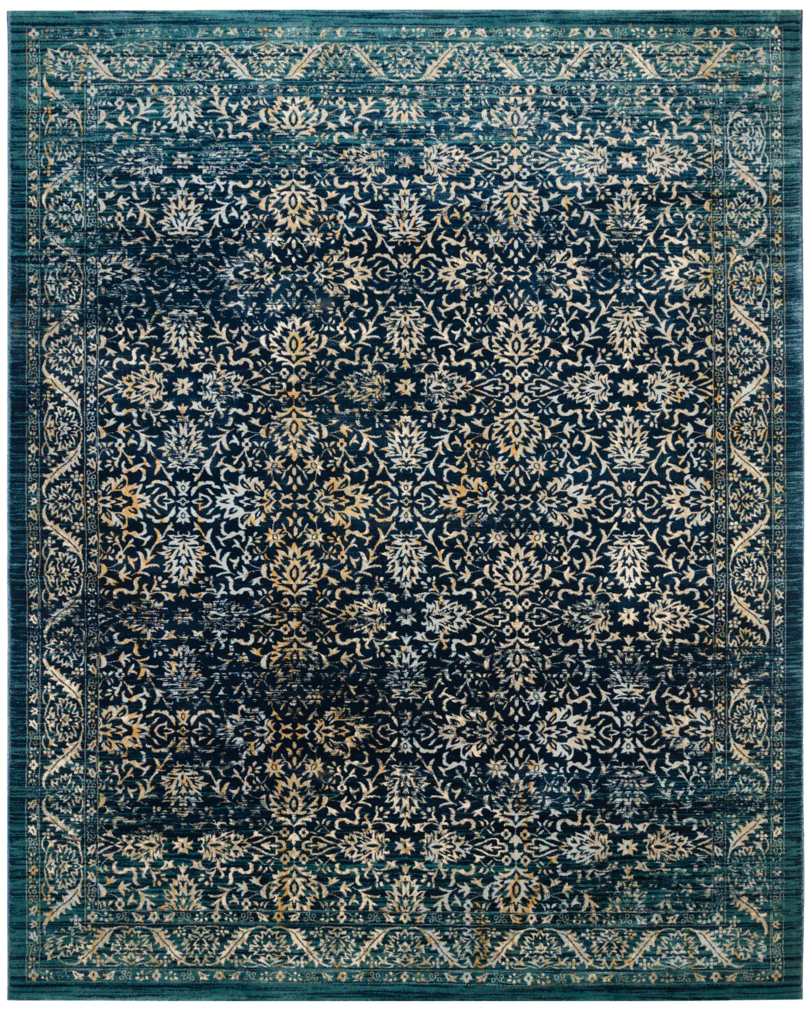 Evoke Distressed Floral Border Rug