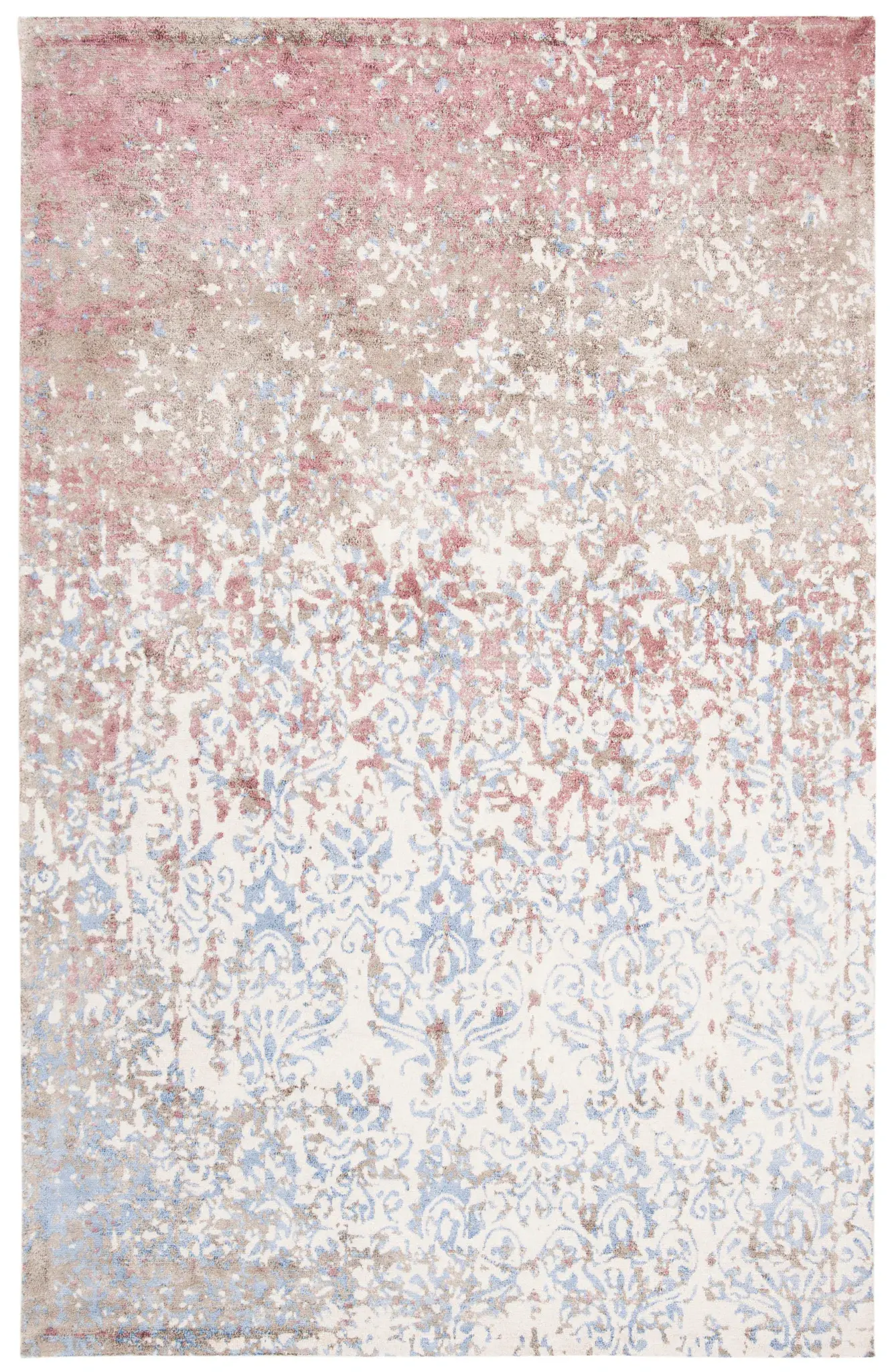 Expression Faded Damask Hand-Tufted Viscose Rug