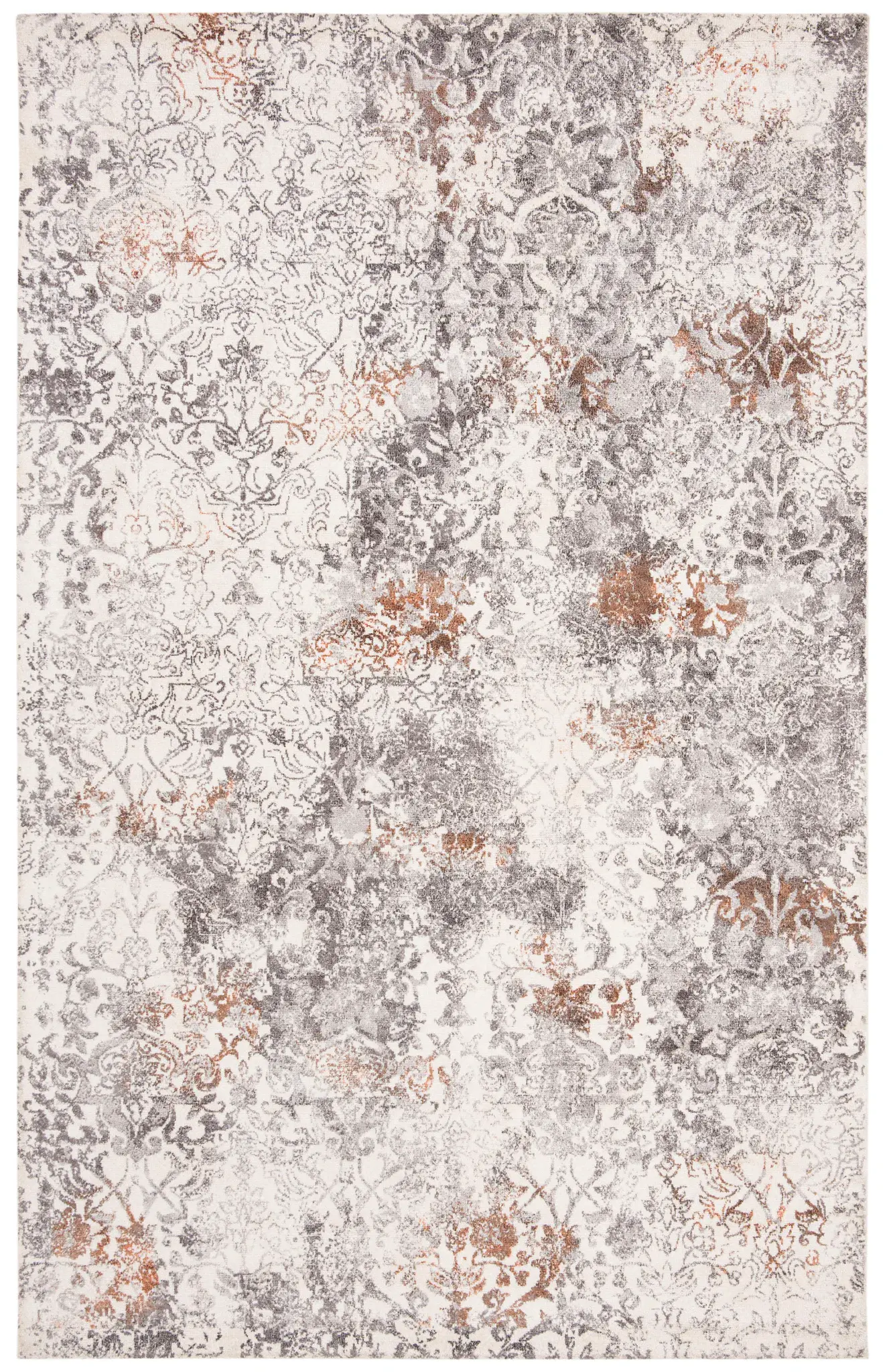 Expression Distressed Damask Hand-Tufted Viscose Rug