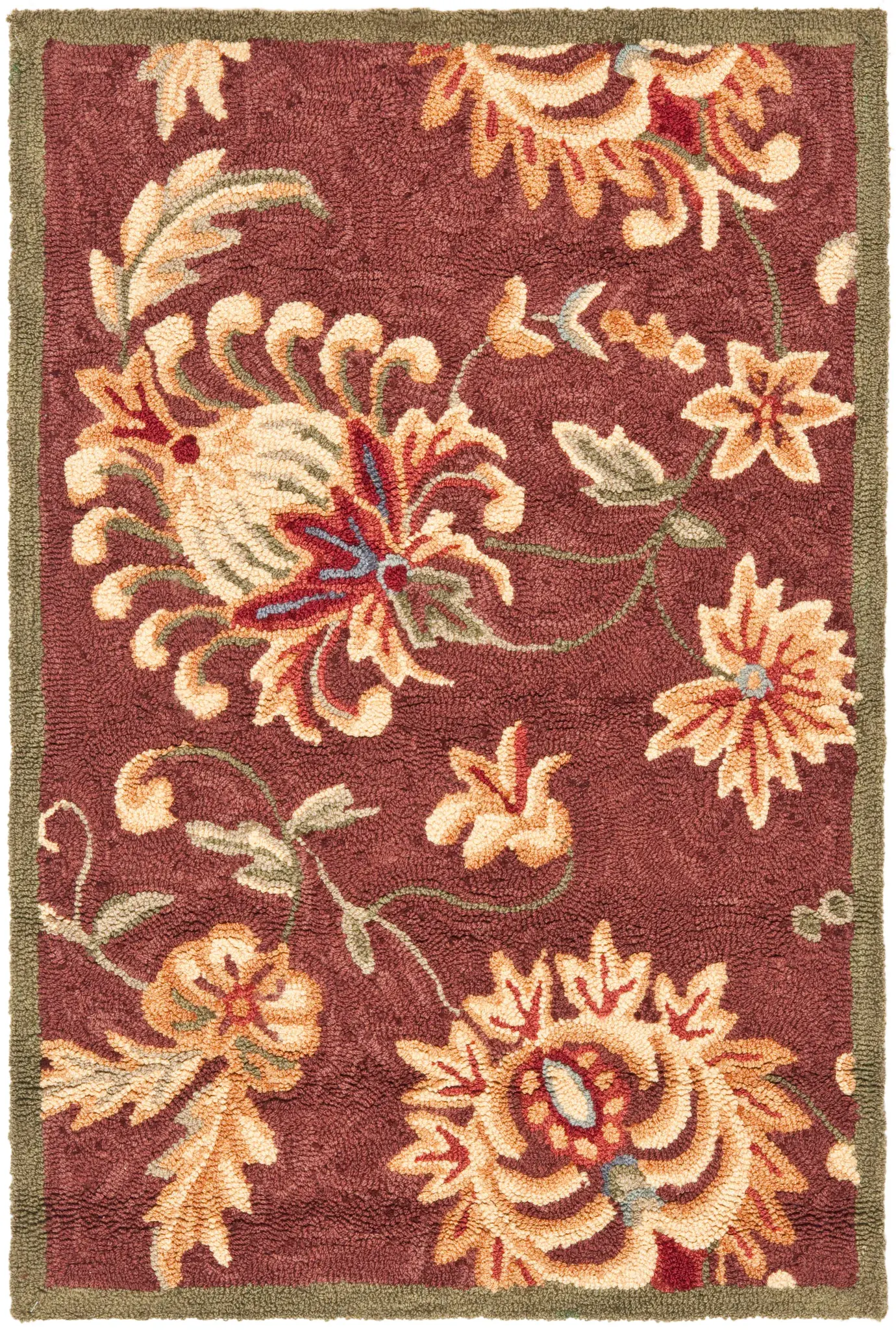 Easy Care Allover Floral Hand-Hooked Rug