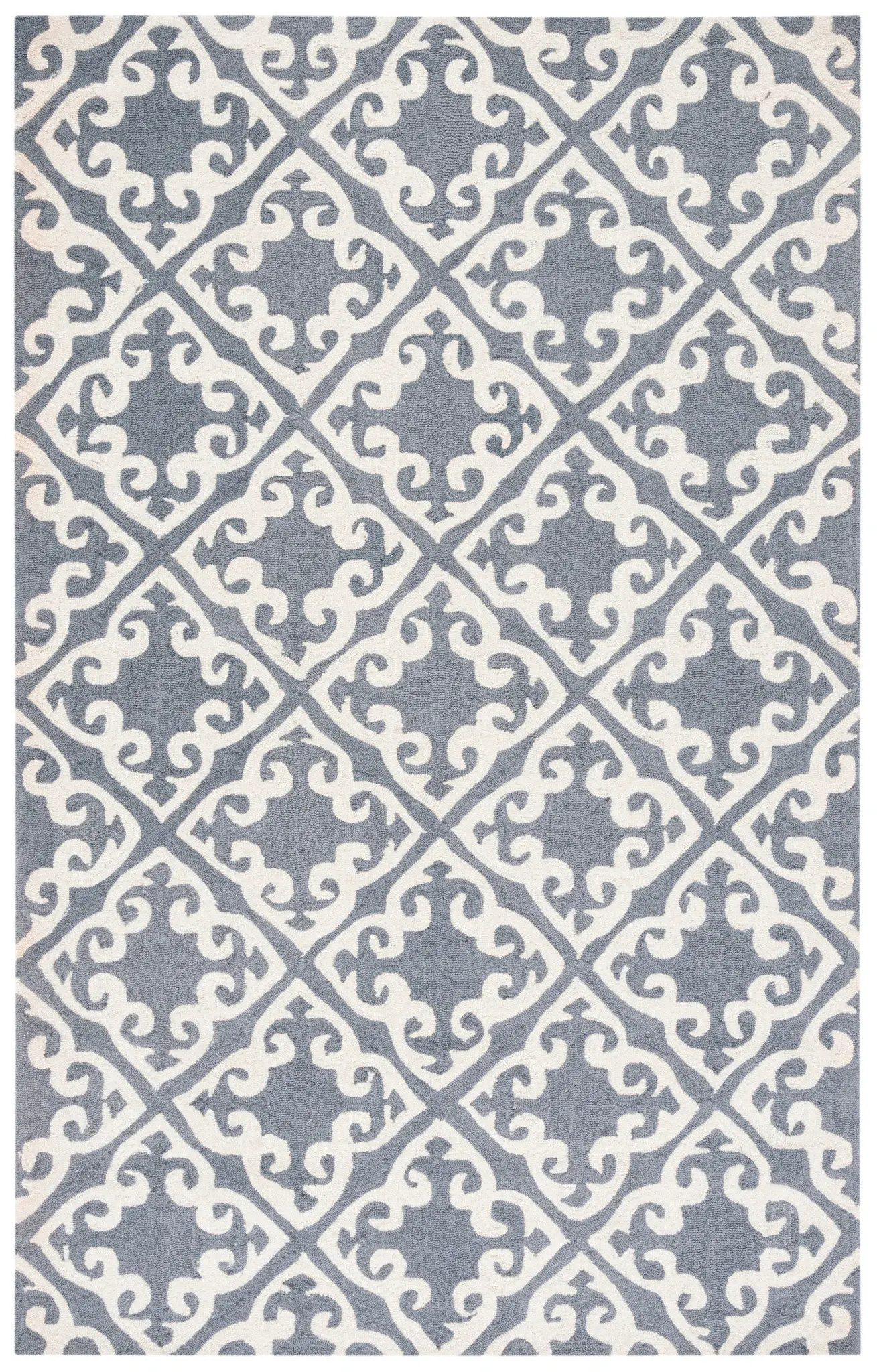 Easy Care Scrolled Lattice Hand-Hooked Rug
