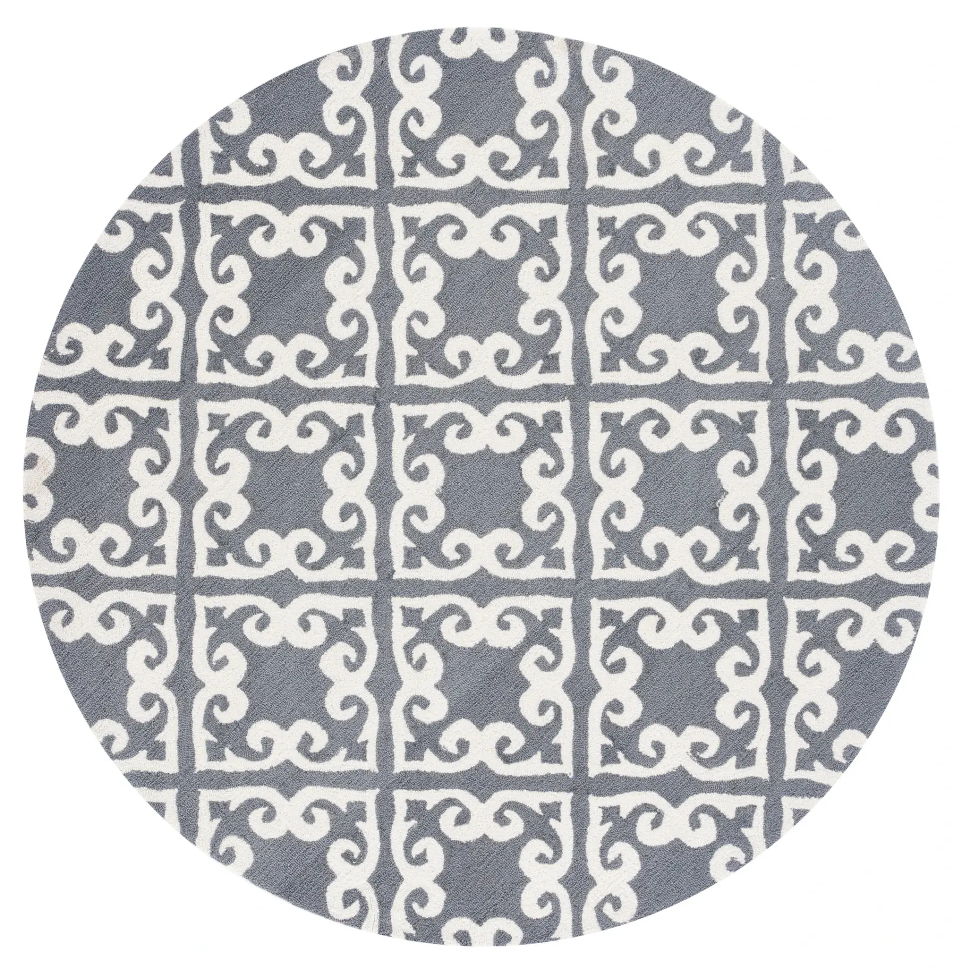 Easy Care Scrolled Lattice Hand-Hooked Rug
