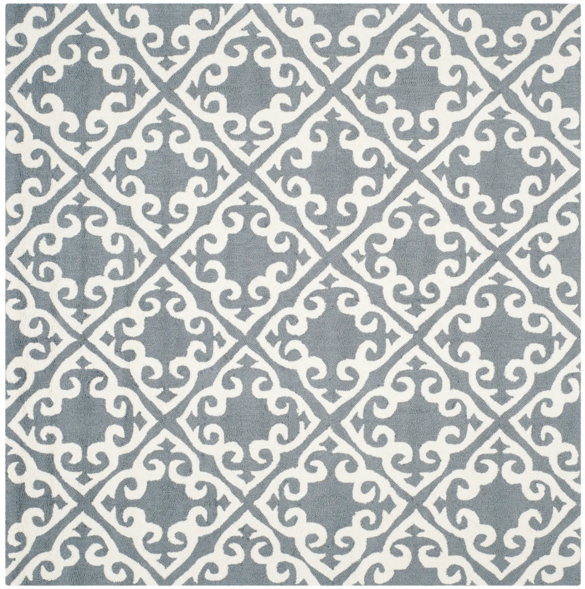 Easy Care Scrolled Lattice Hand-Hooked Rug