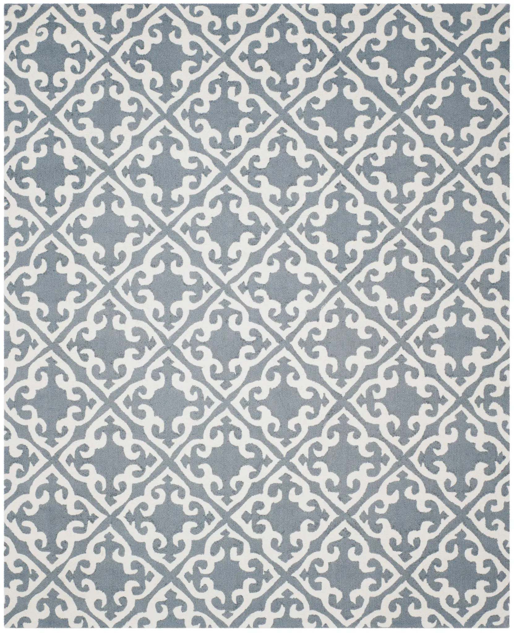 Easy Care Scrolled Lattice Hand-Hooked Rug