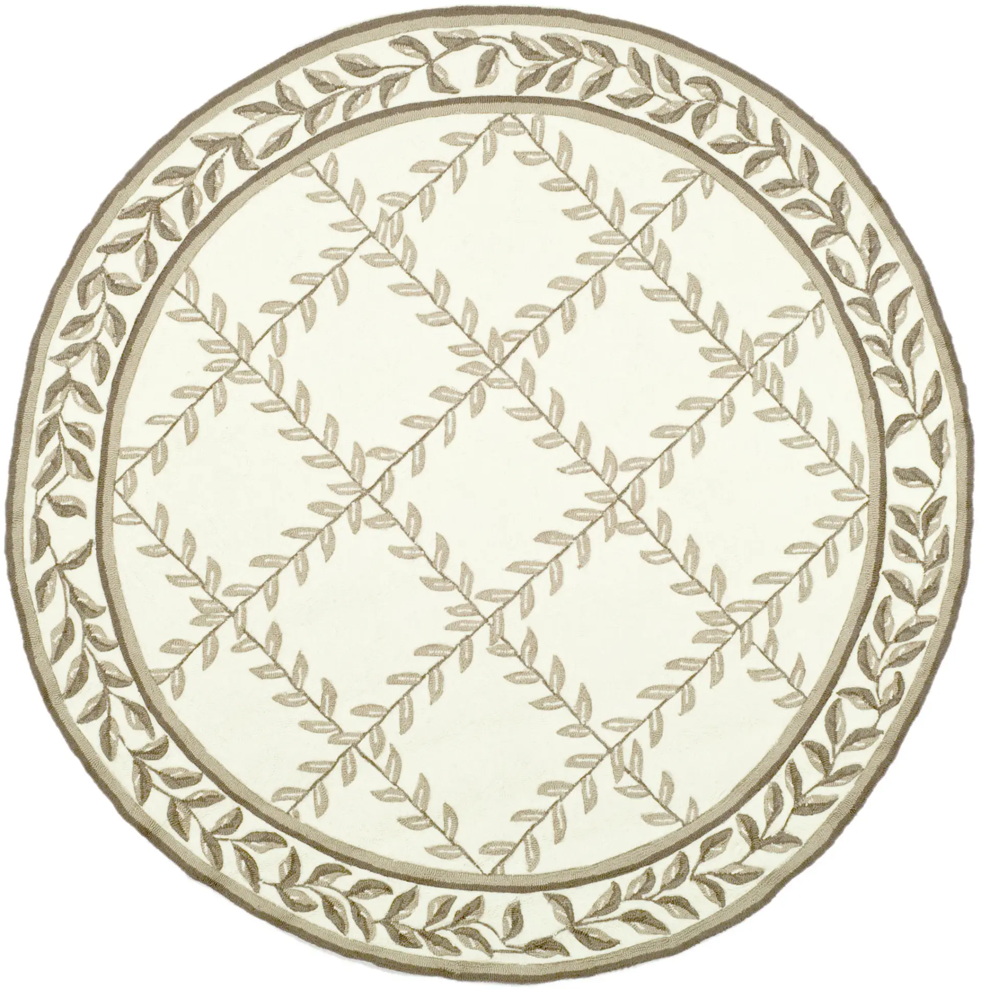 Easy Care Leaf Grid Hand-Hooked Rug