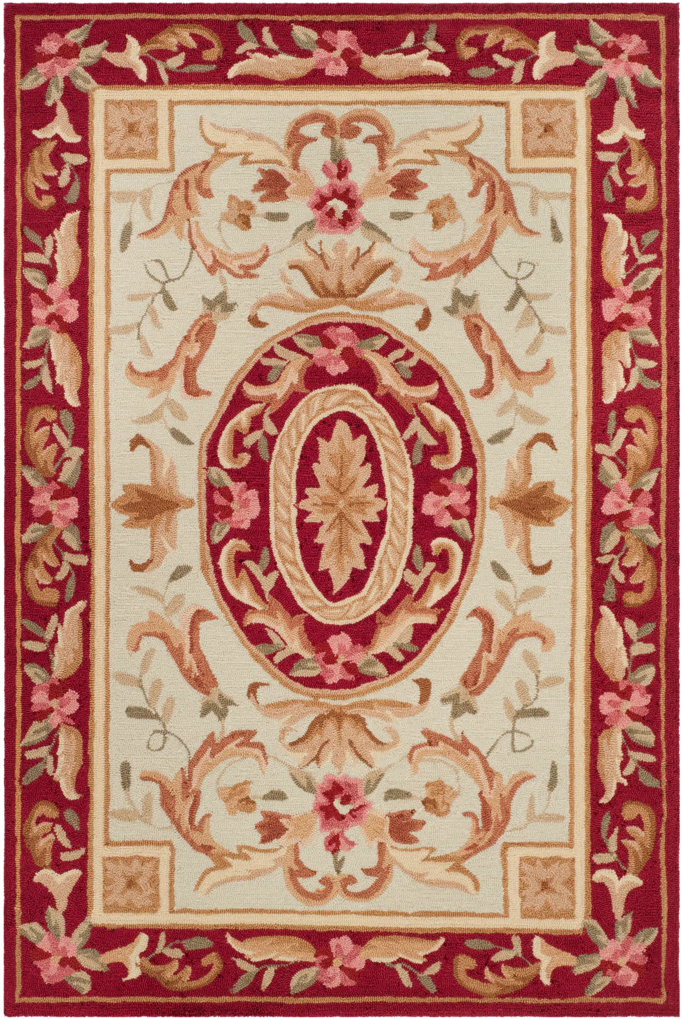 Easy Care Floral Medallion Hand-Hooked Rug