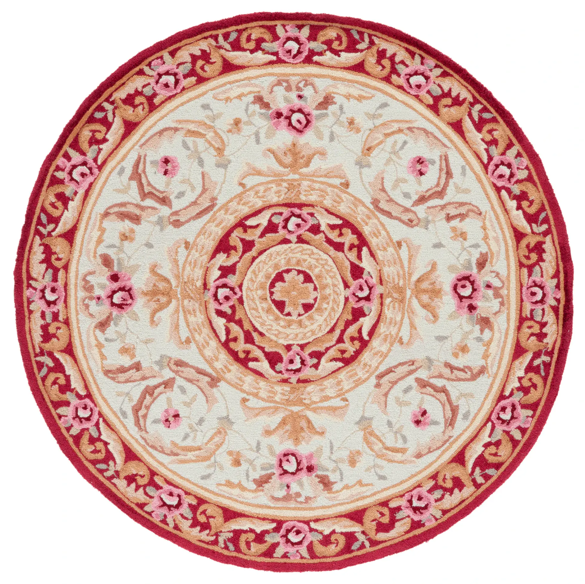 Easy Care Floral Medallion Hand-Hooked Rug