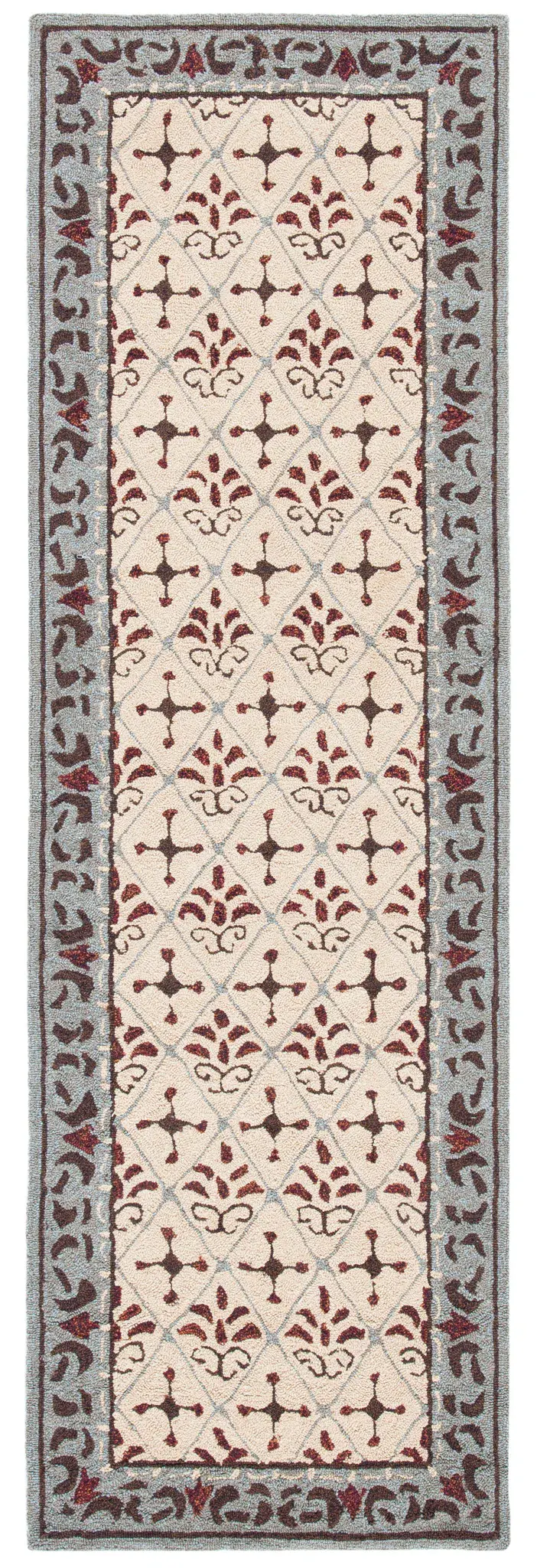 Easy Care Diamond Floral Hand-Hooked Rug