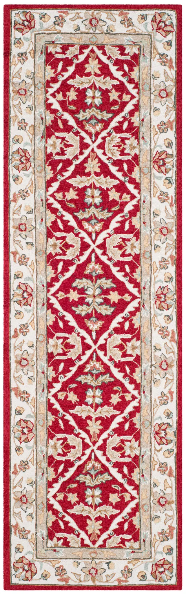 Easy Care Floral Bordered Hand-Hooked Rug