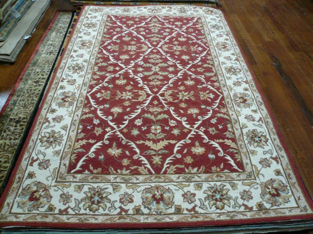 Easy Care Floral Bordered Hand-Hooked Rug