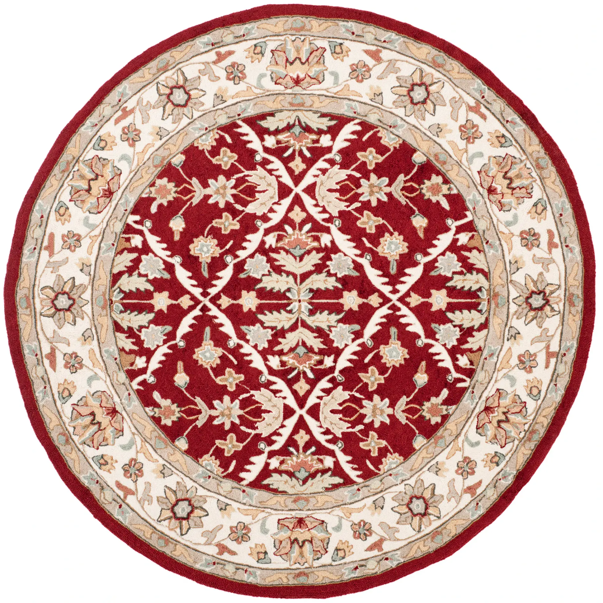 Easy Care Floral Bordered Hand-Hooked Rug