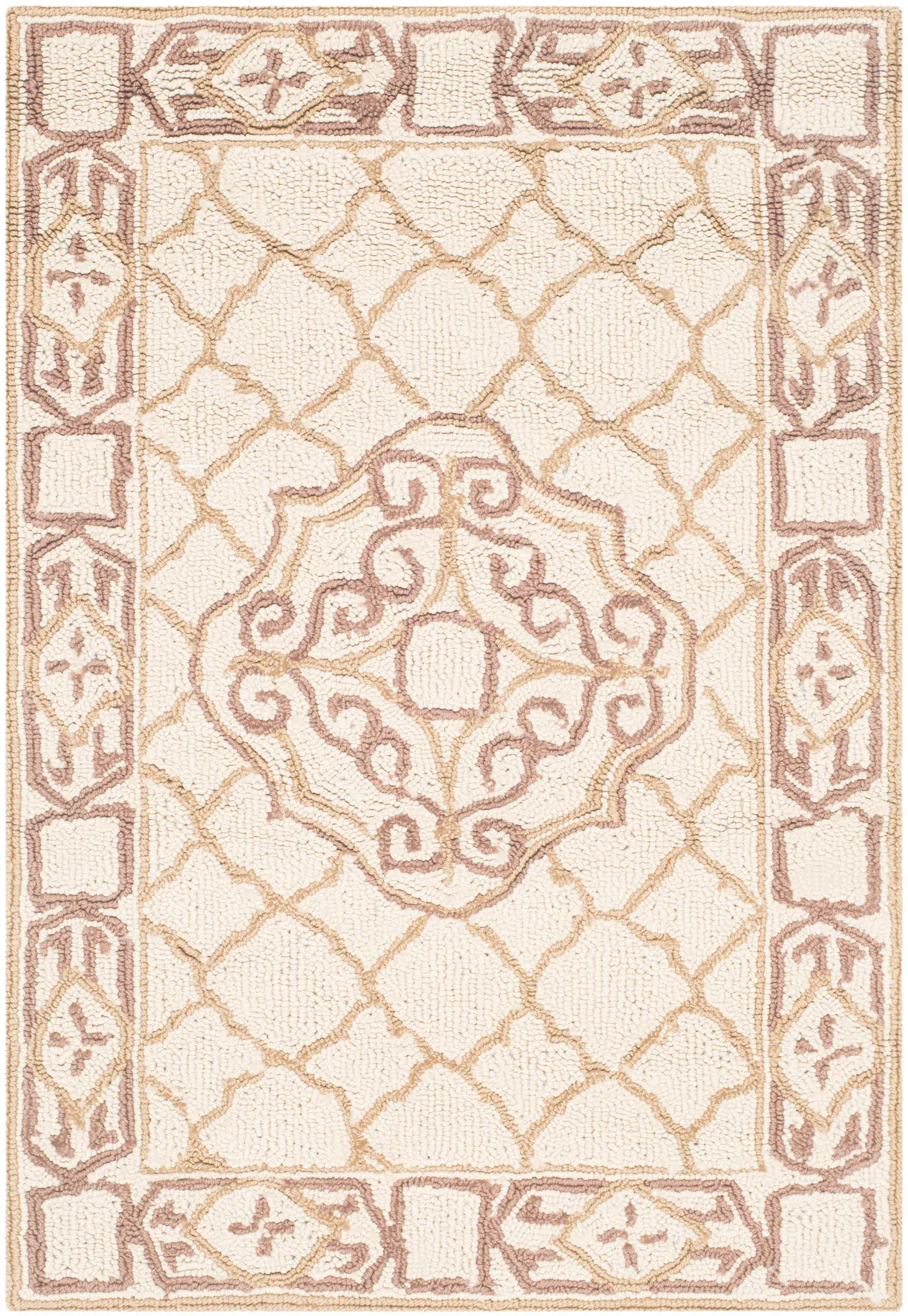 Easy Care Lattice Medallion Hand-Hooked Rug