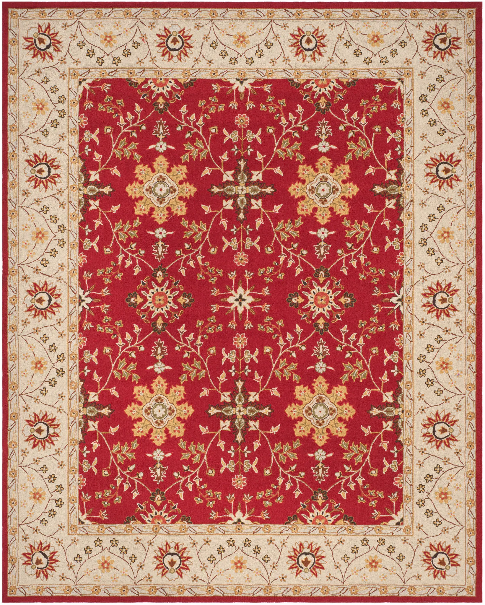 Easy Care Floral Vine Hand-Hooked Rug