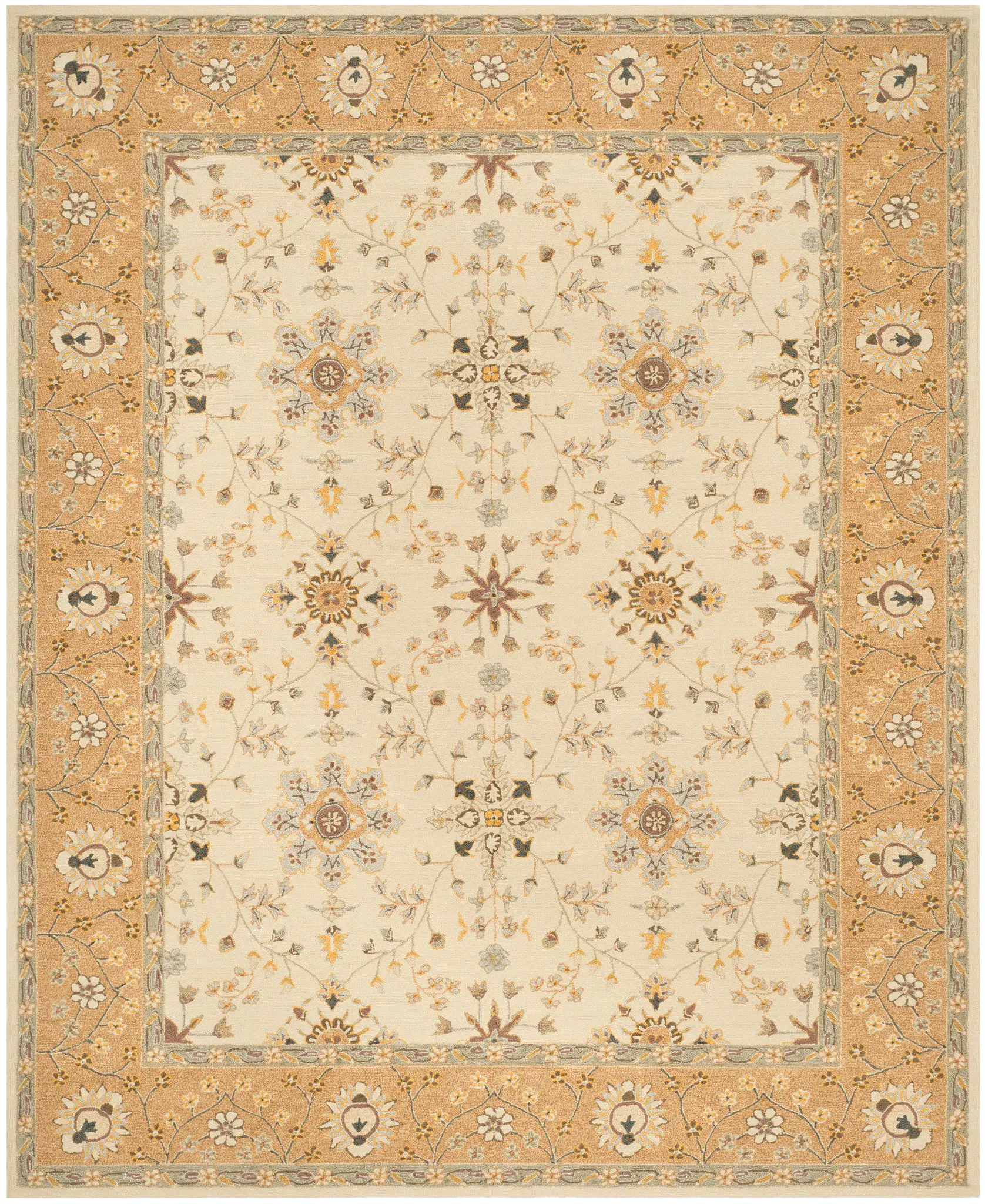 Easy Care Floral Vine Hand-Hooked Rug