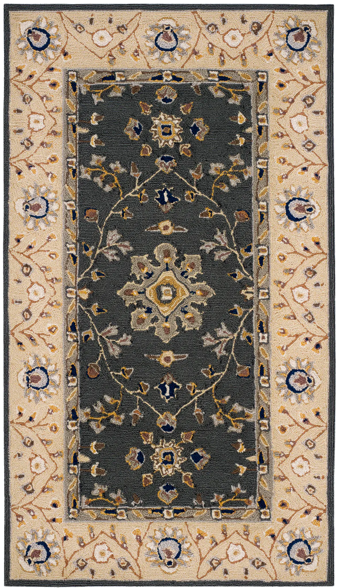 Easy Care Floral Vine Hand-Hooked Rug