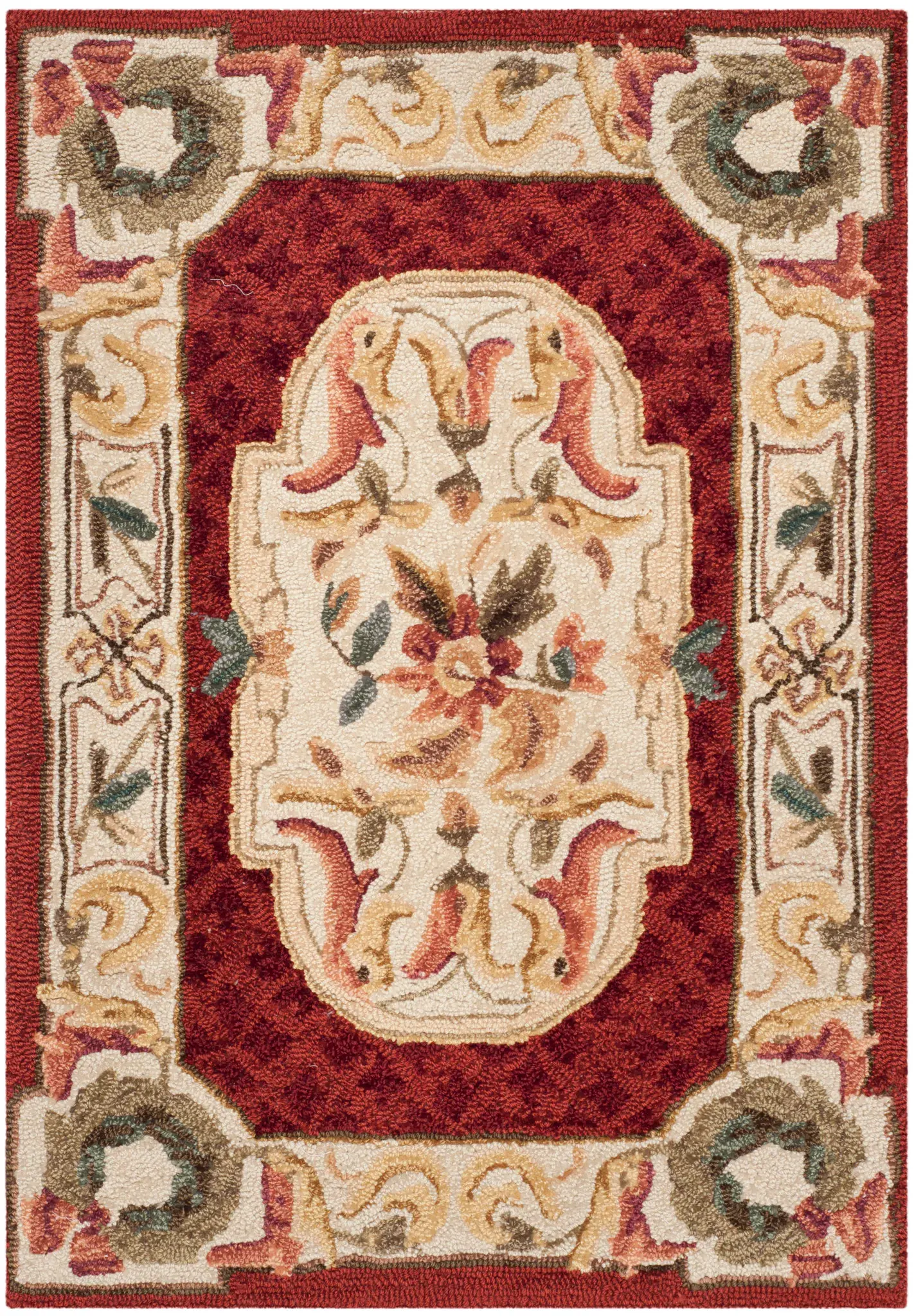 Easy Care Claiborne Floral Medallion Hand-Hooked Rug