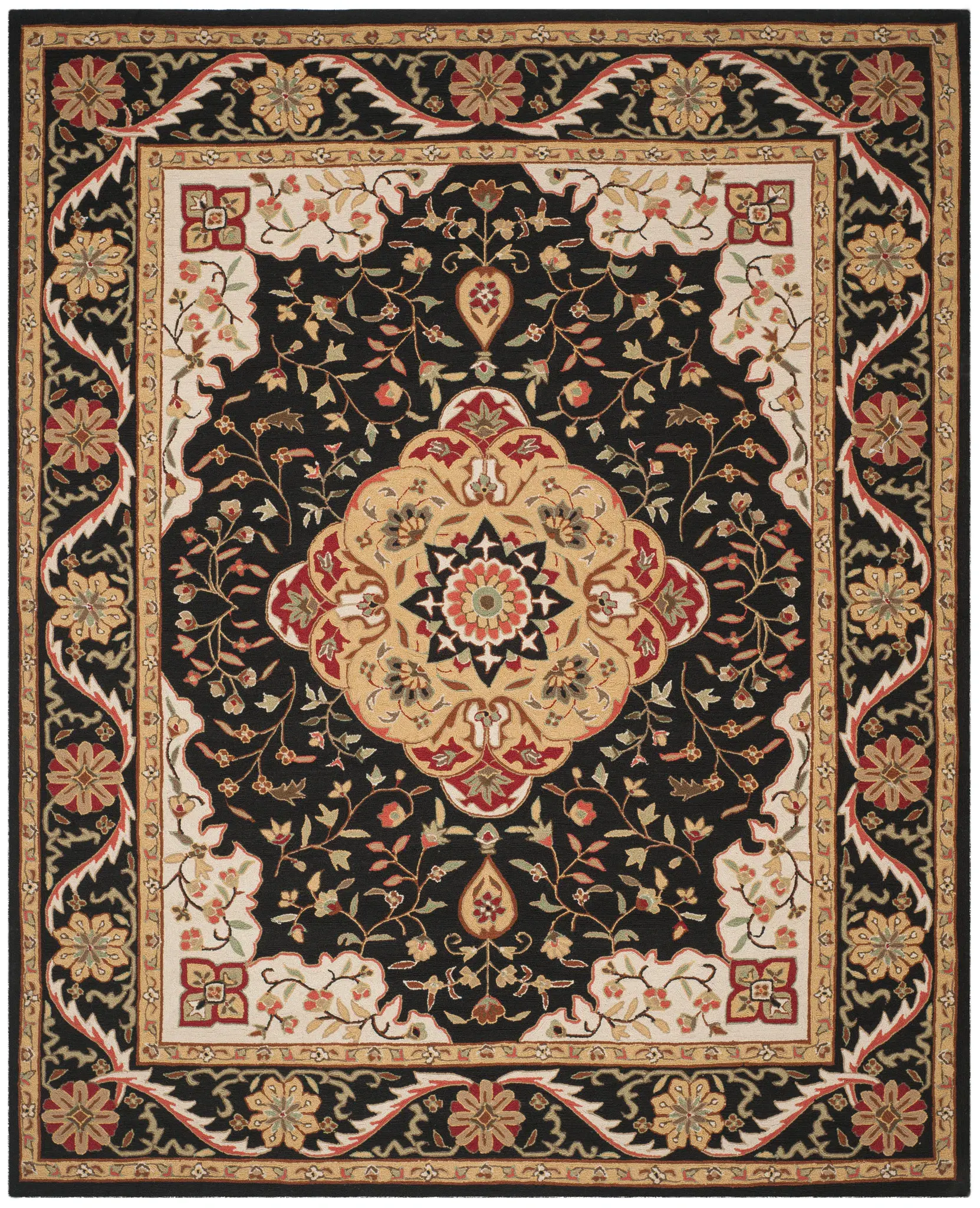 Easy Care Bridgport Floral Medallion Hand-Hooked Rug