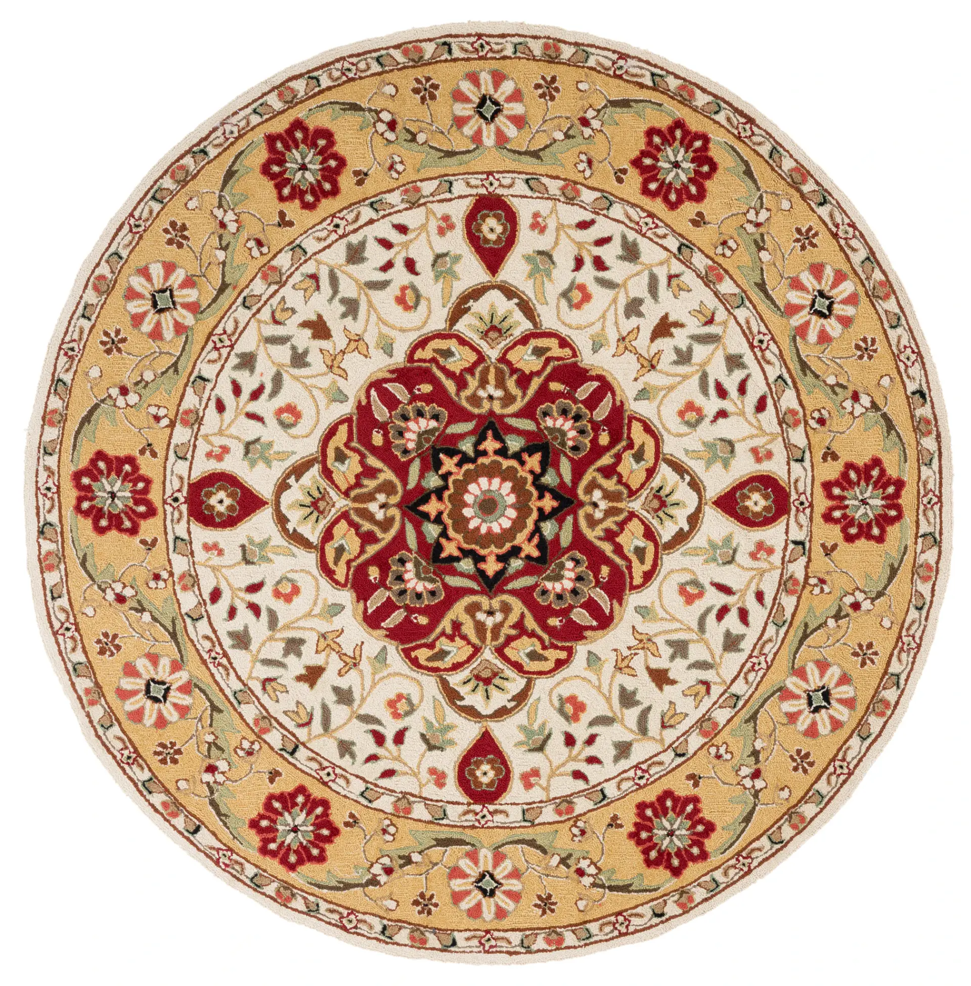 Easy Care Bridgport Floral Medallion Hand-Hooked Rug