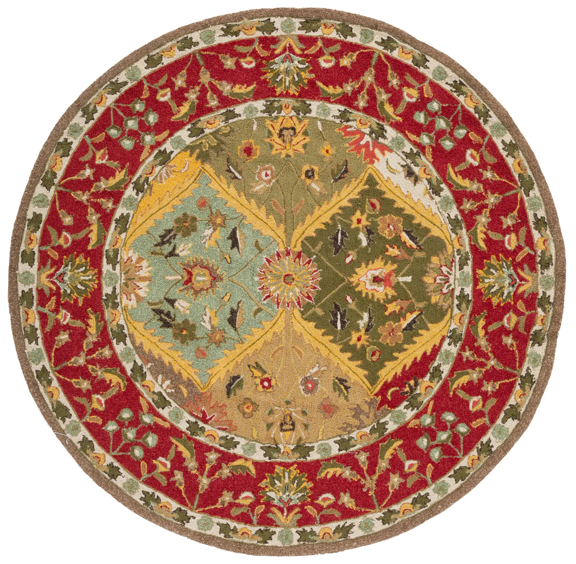 Easy Care Paneled Garden Hand-Hooked Rug