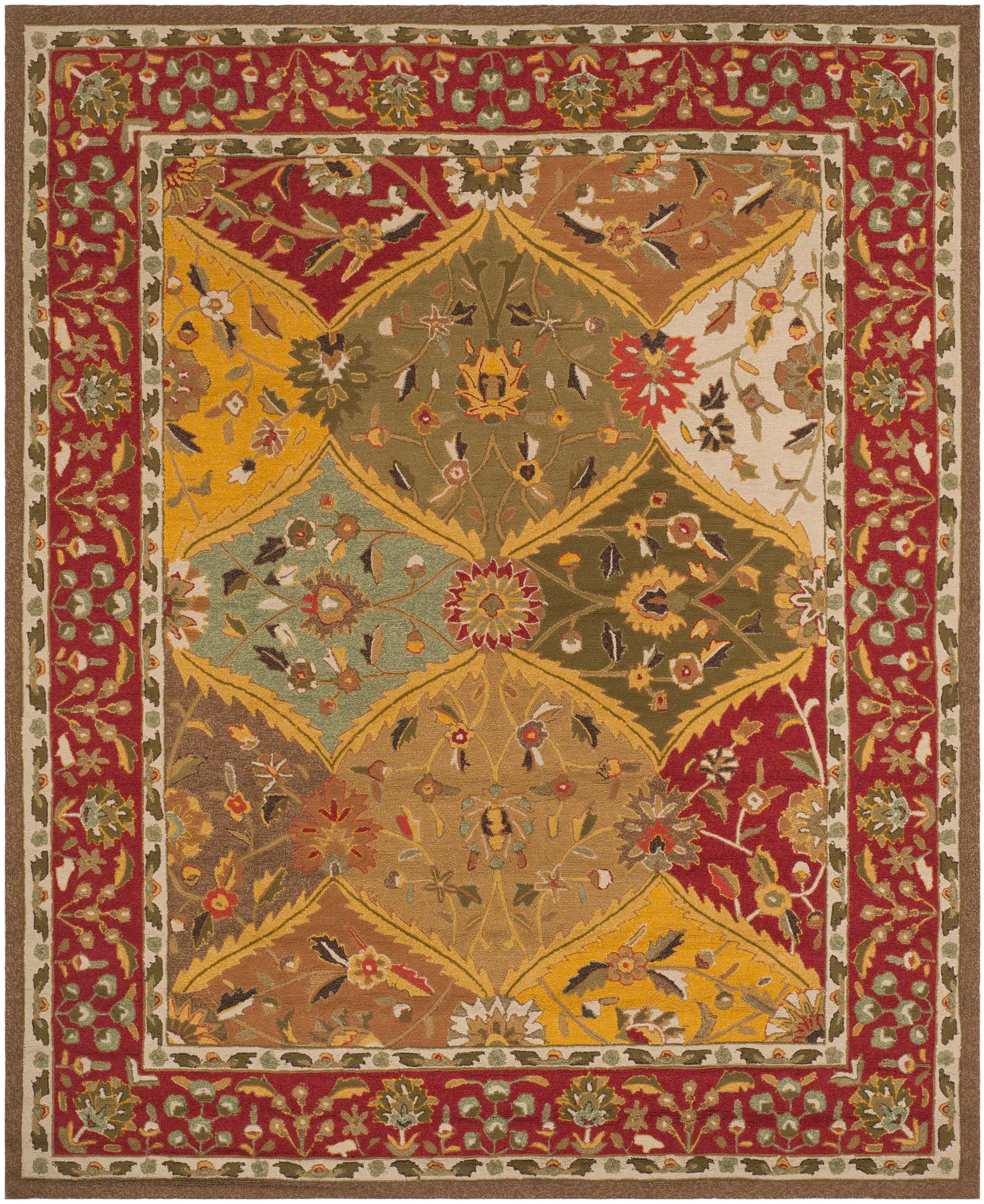 Easy Care Paneled Garden Hand-Hooked Rug