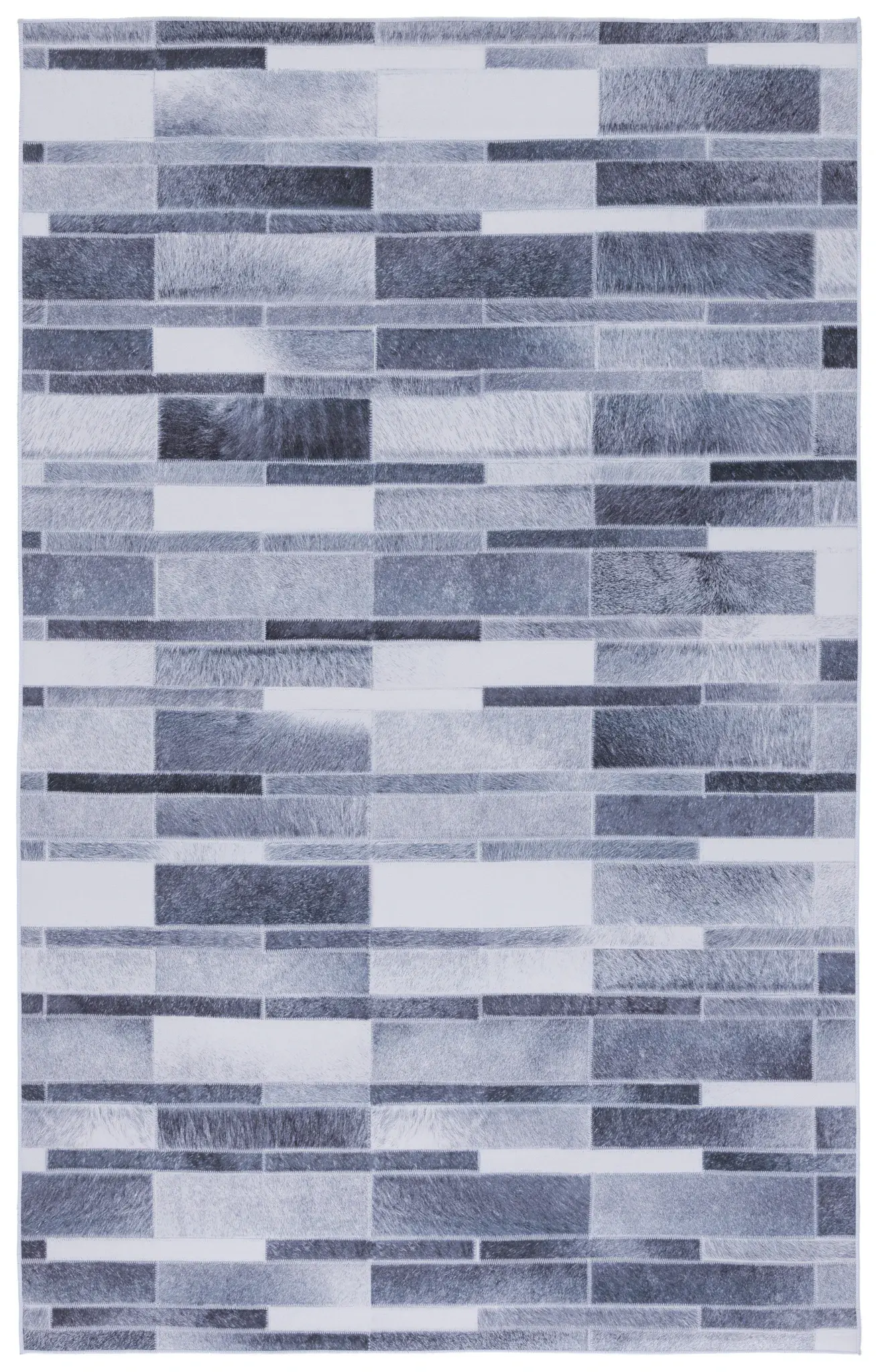 Faux Hide Linear Patchwork Washable Rug