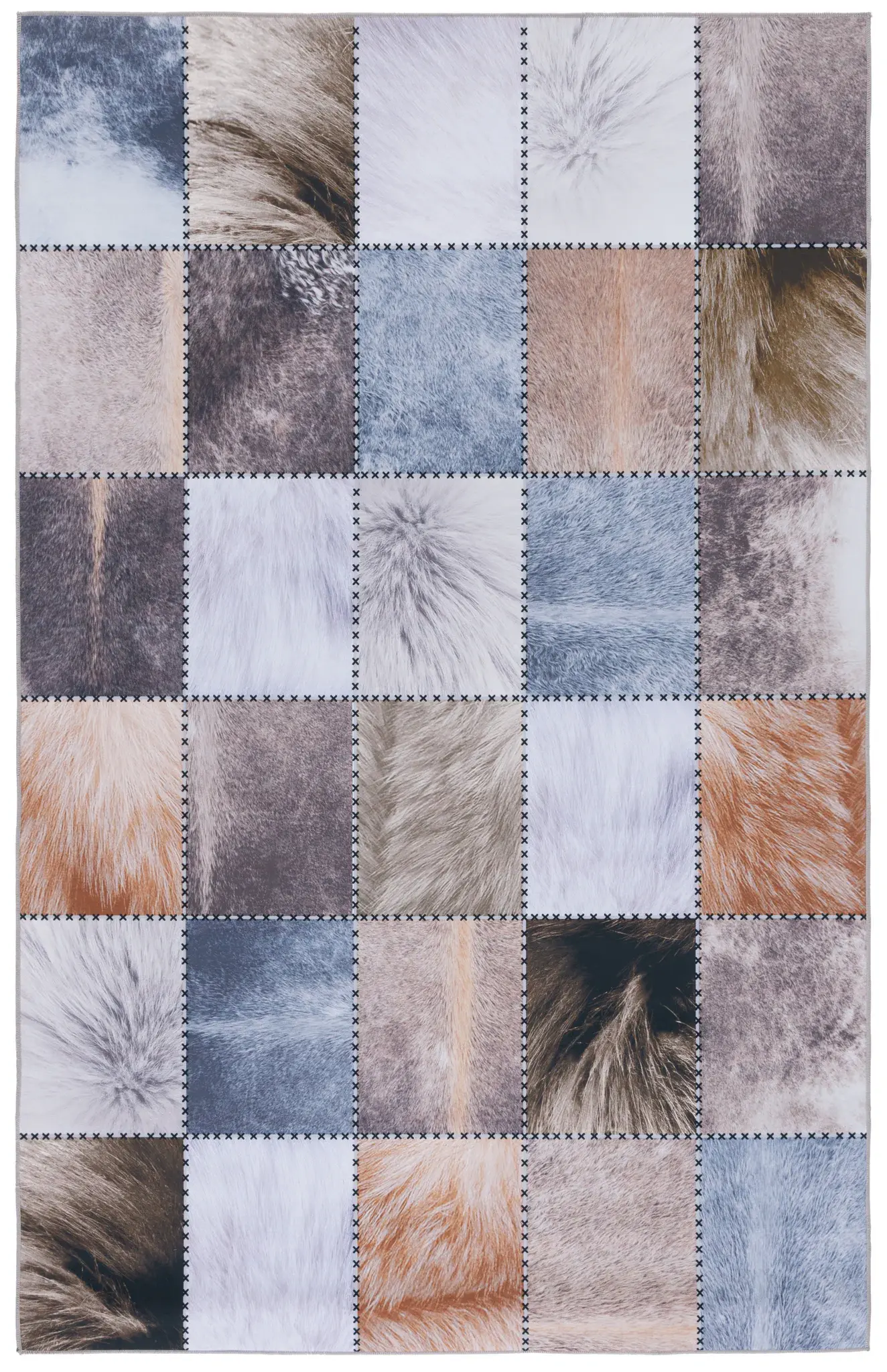 Faux Hide Patchwork Washable Rug
