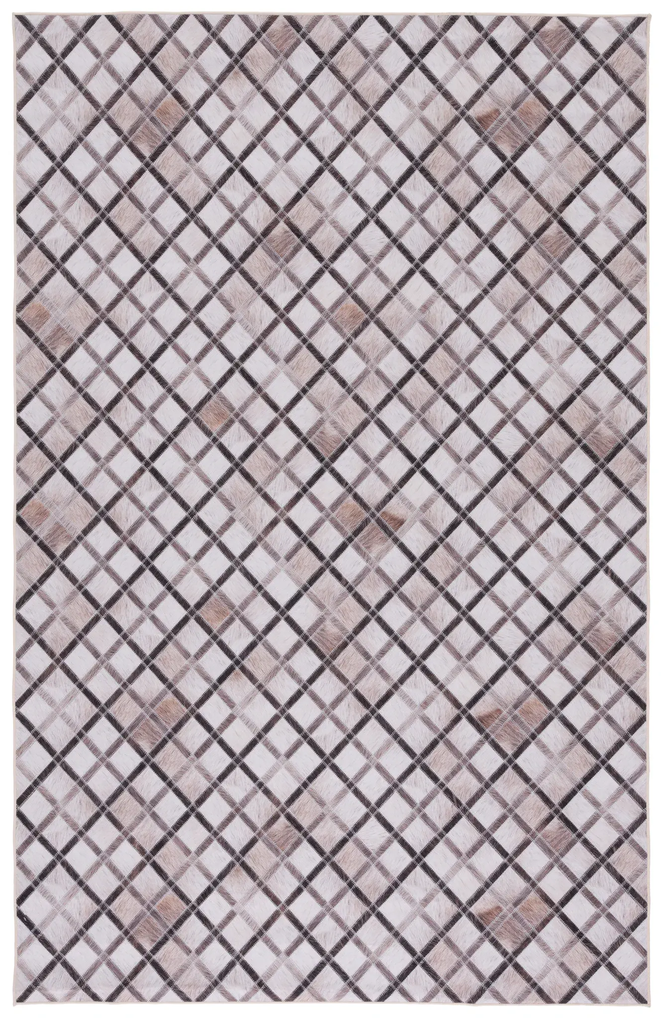 Faux Hide Modern Plaid Washable Rug