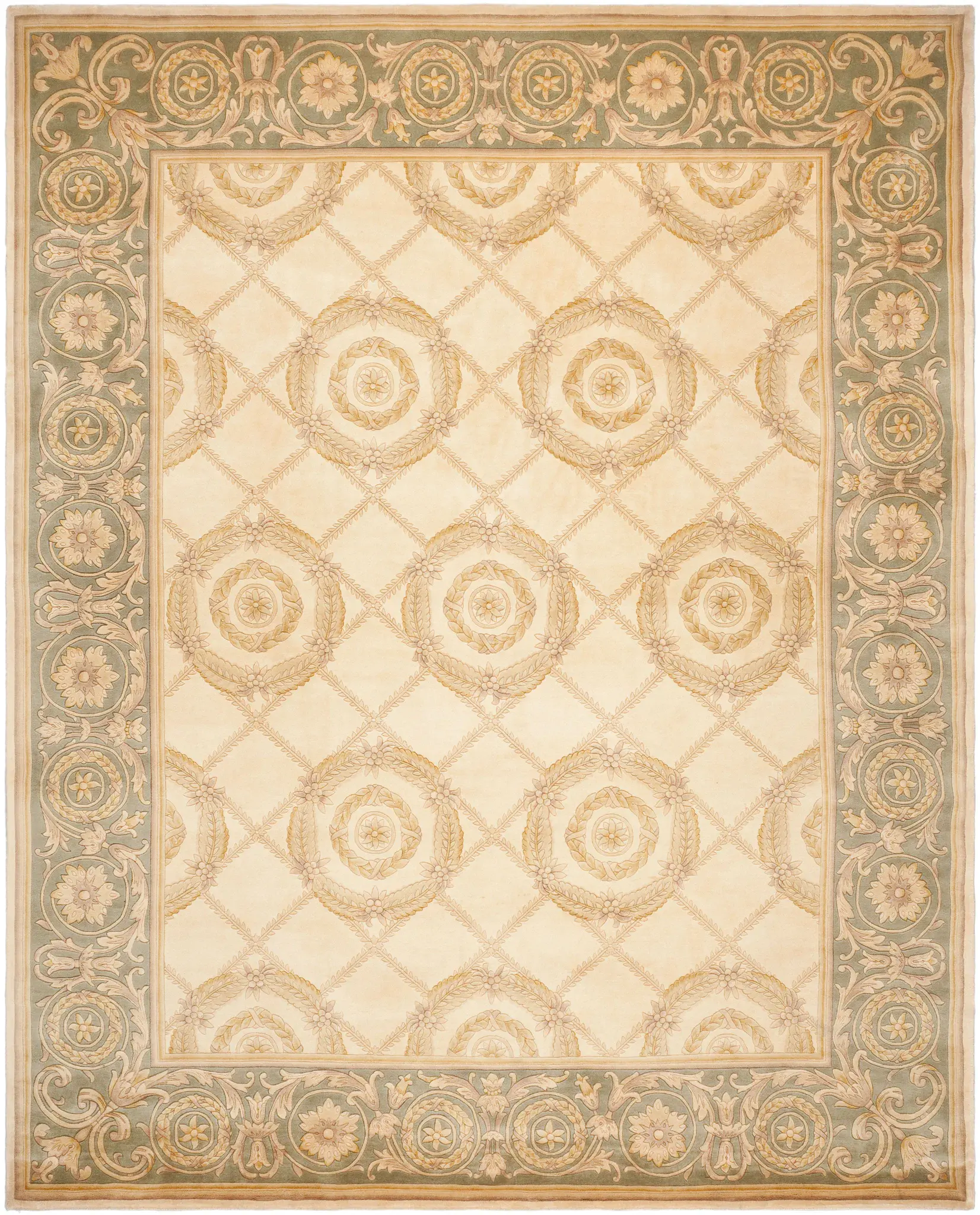 Florence Wreath Lattice Hand-Knotted Wool Rug