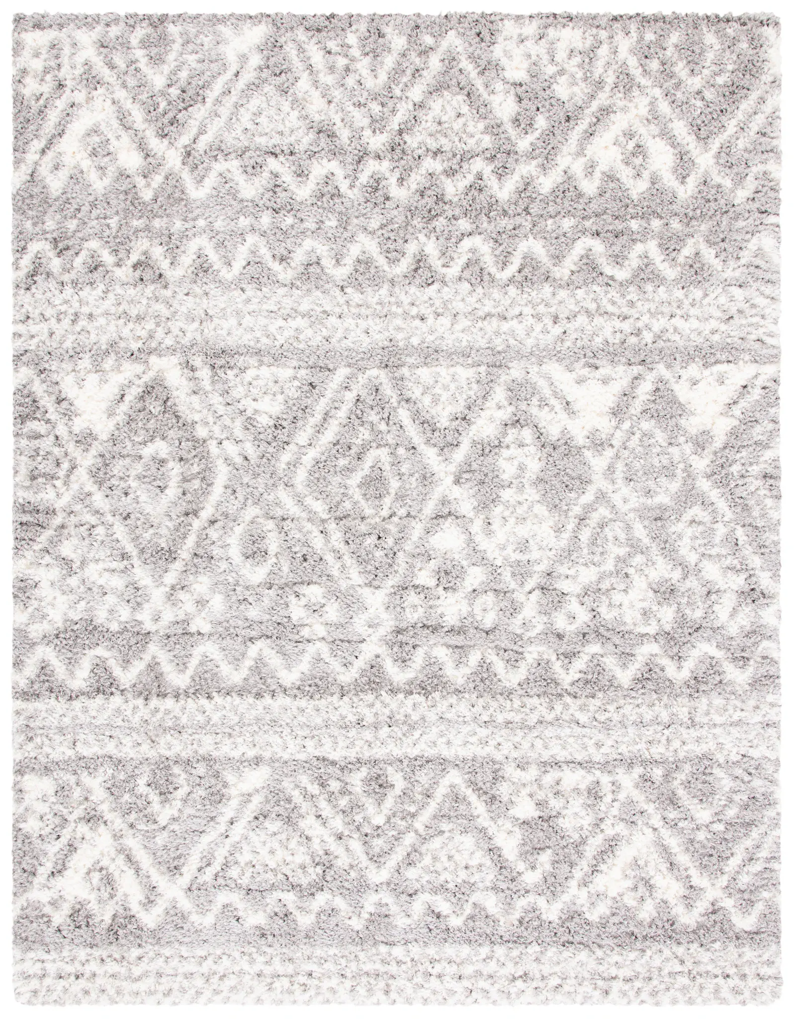Flokati Banded Diamond Shag Rug