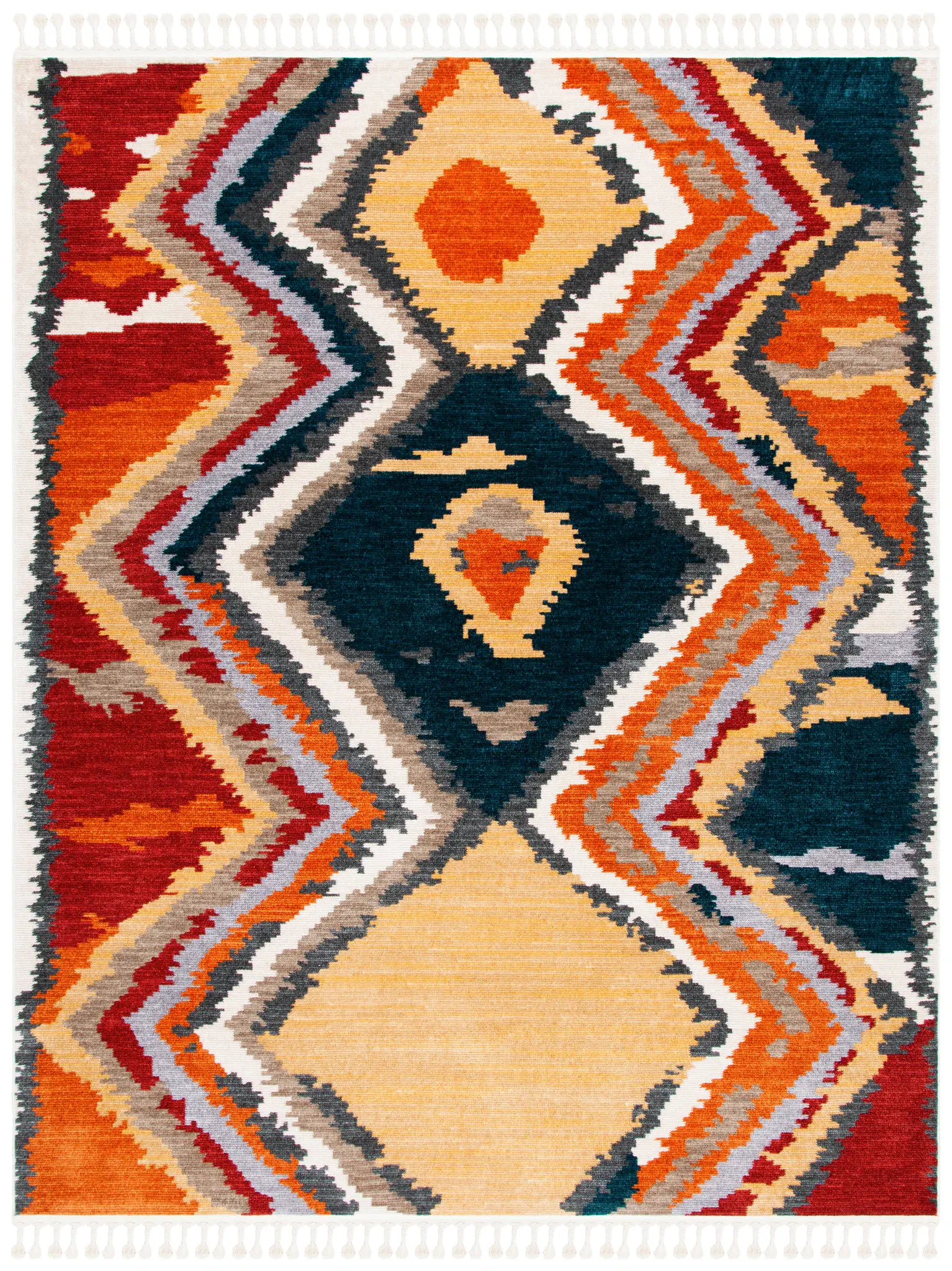 Farmhouse Bohemian Ikat Diamond Rug