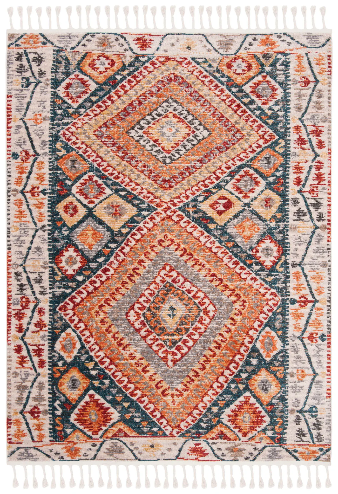 Farmhouse Fringed Diamond Rug