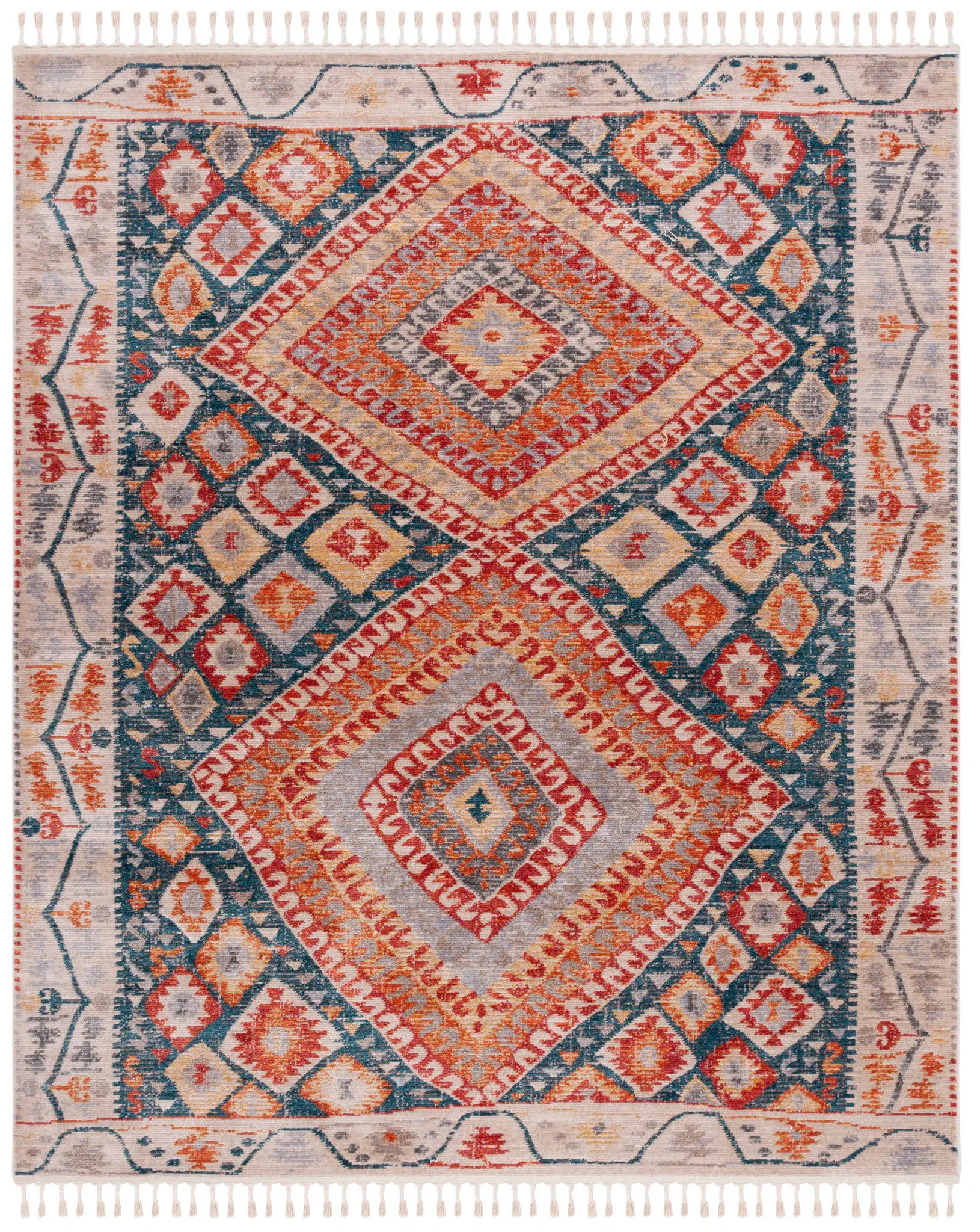 Farmhouse Fringed Diamond Rug