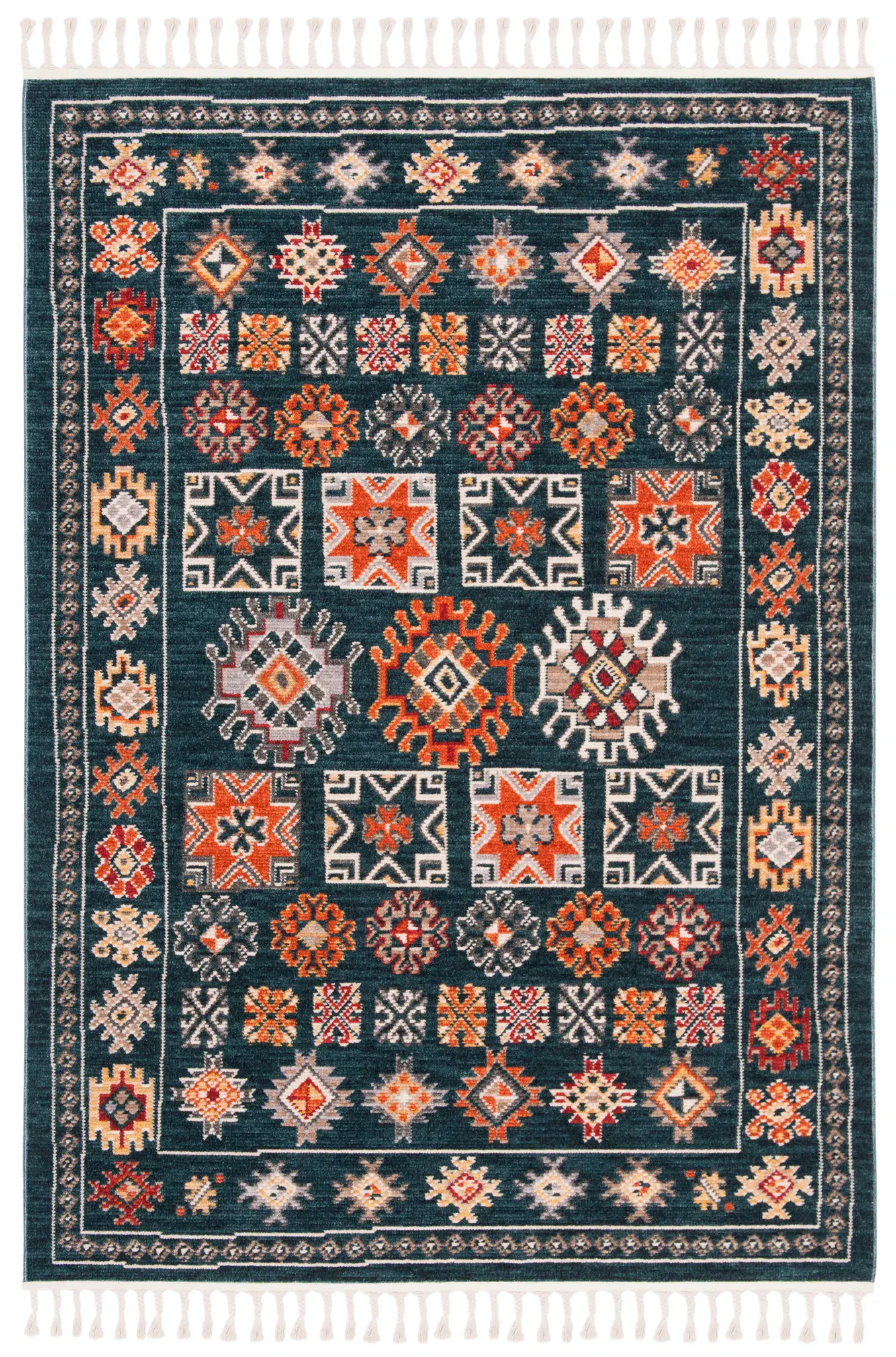 Farmhouse Bohemian Banded Motif Rug