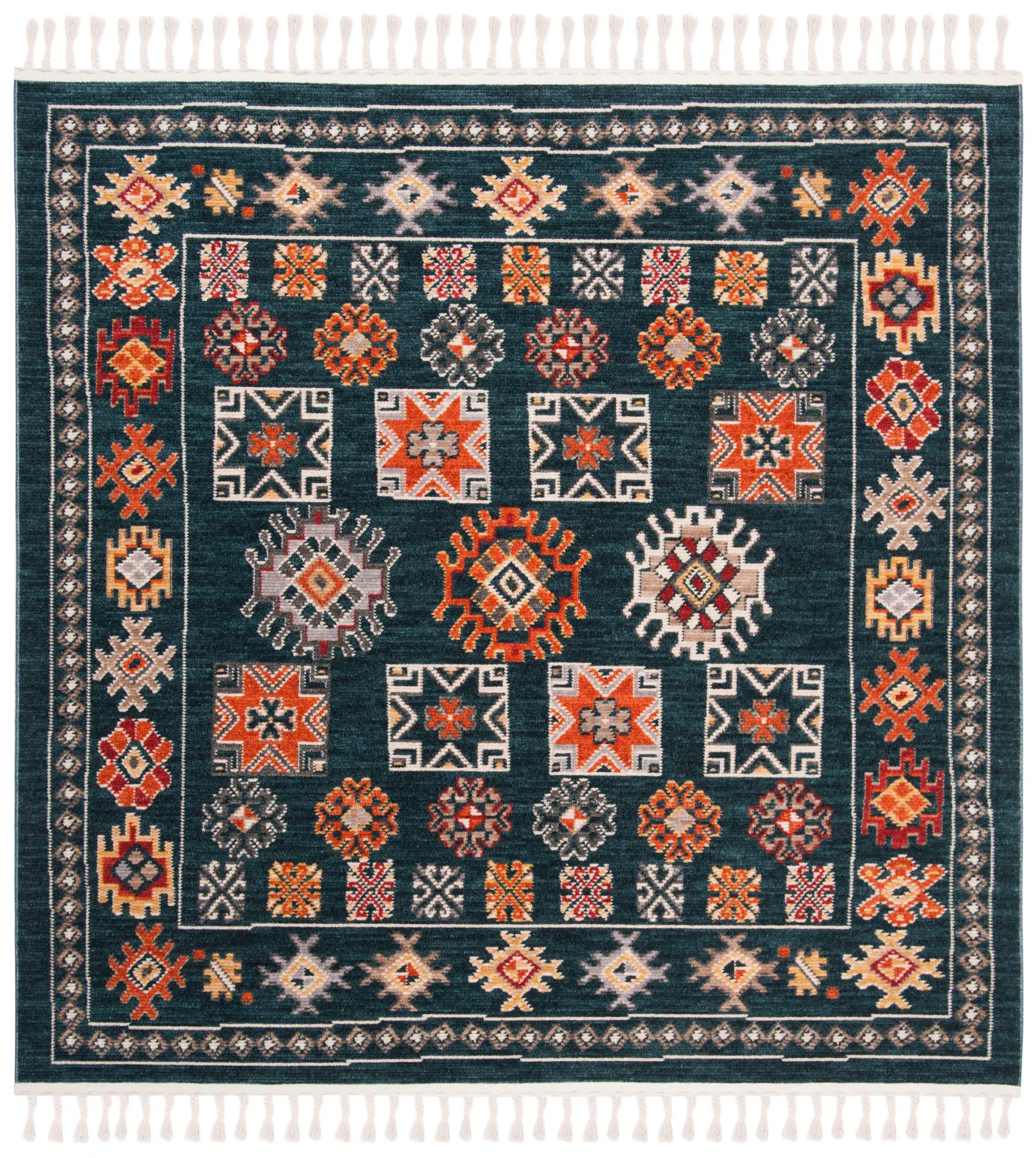 Farmhouse Bohemian Banded Motif Rug