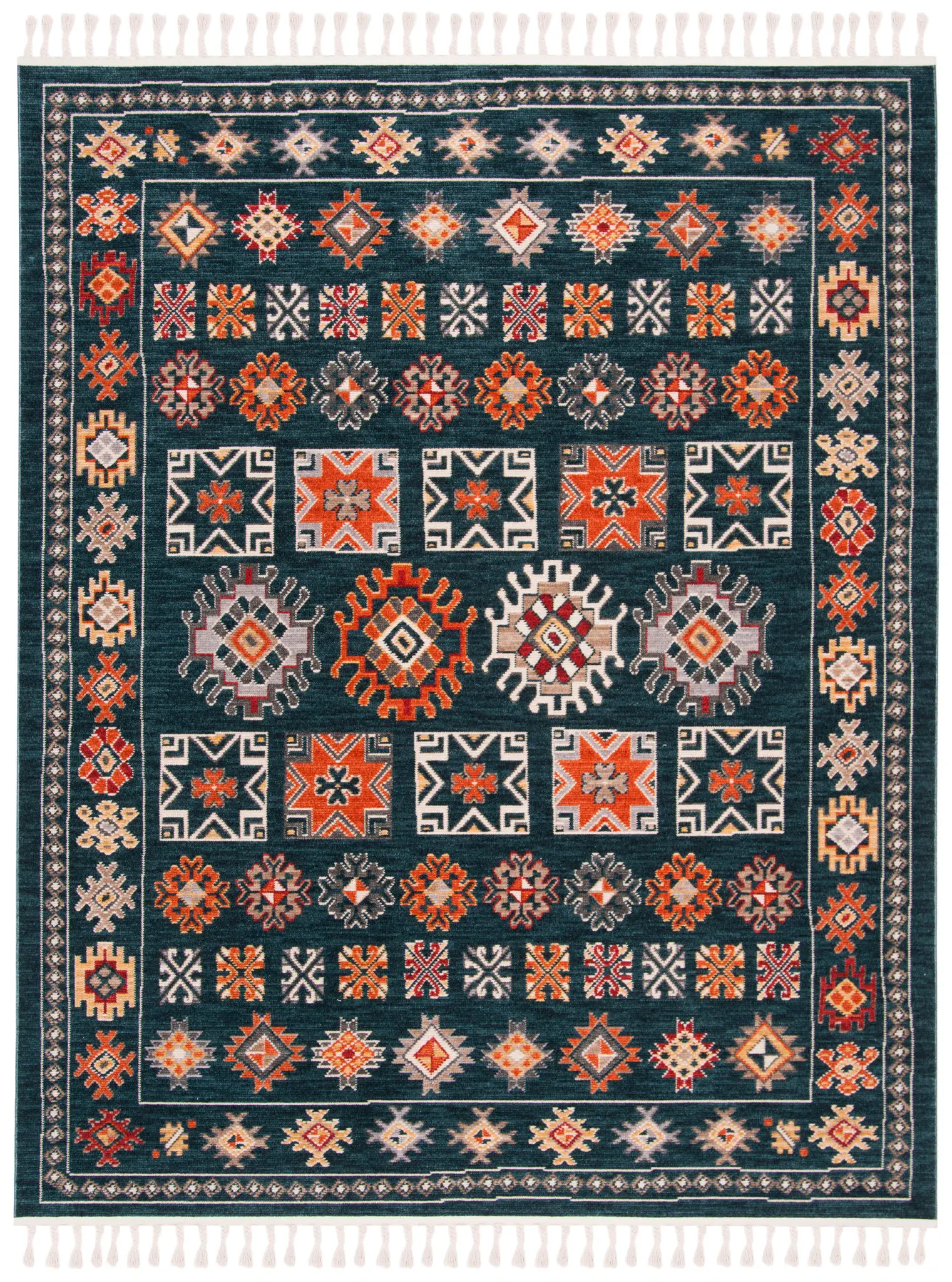 Farmhouse Bohemian Banded Motif Rug