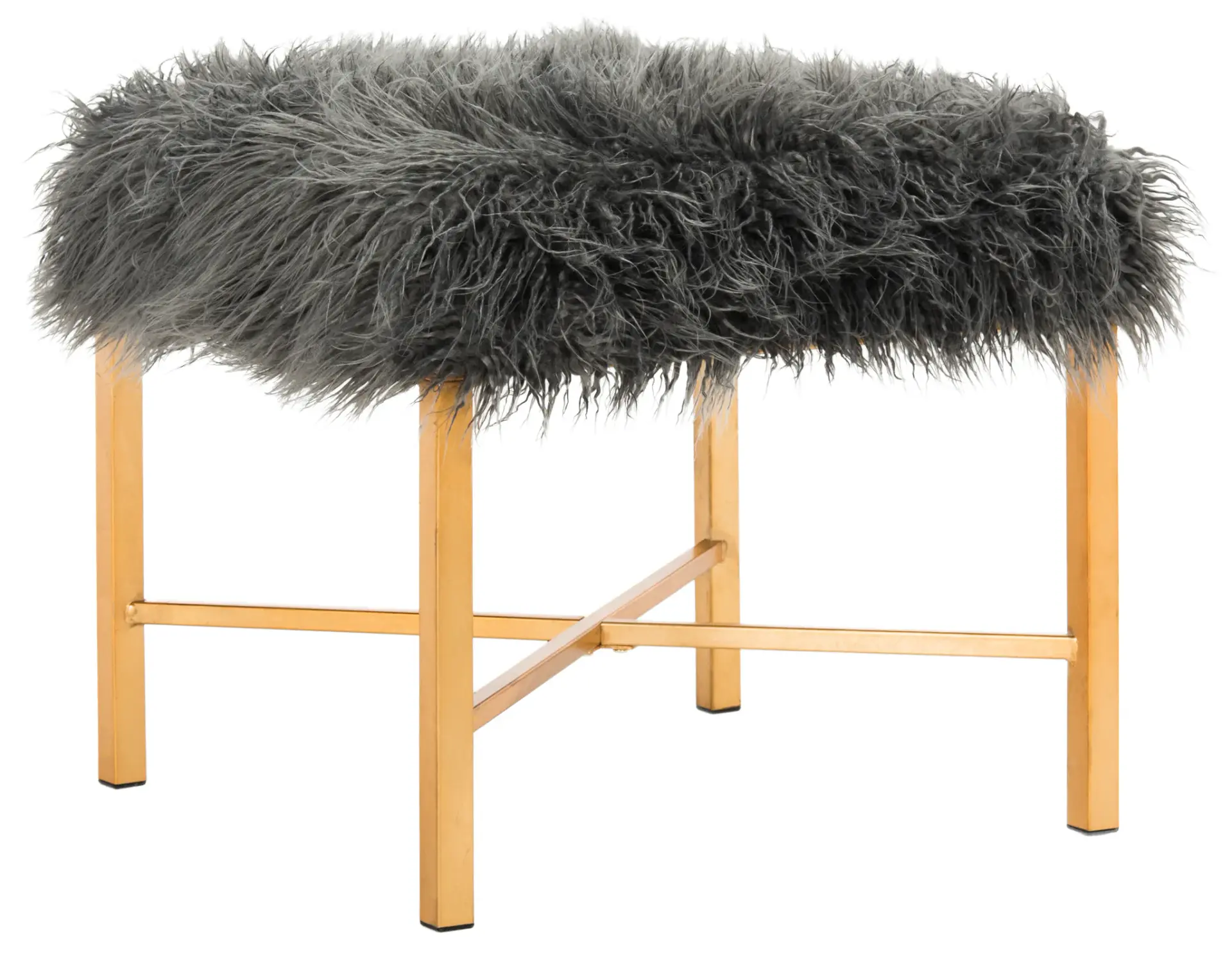 Horace Faux Lamb X-Base Square Bench