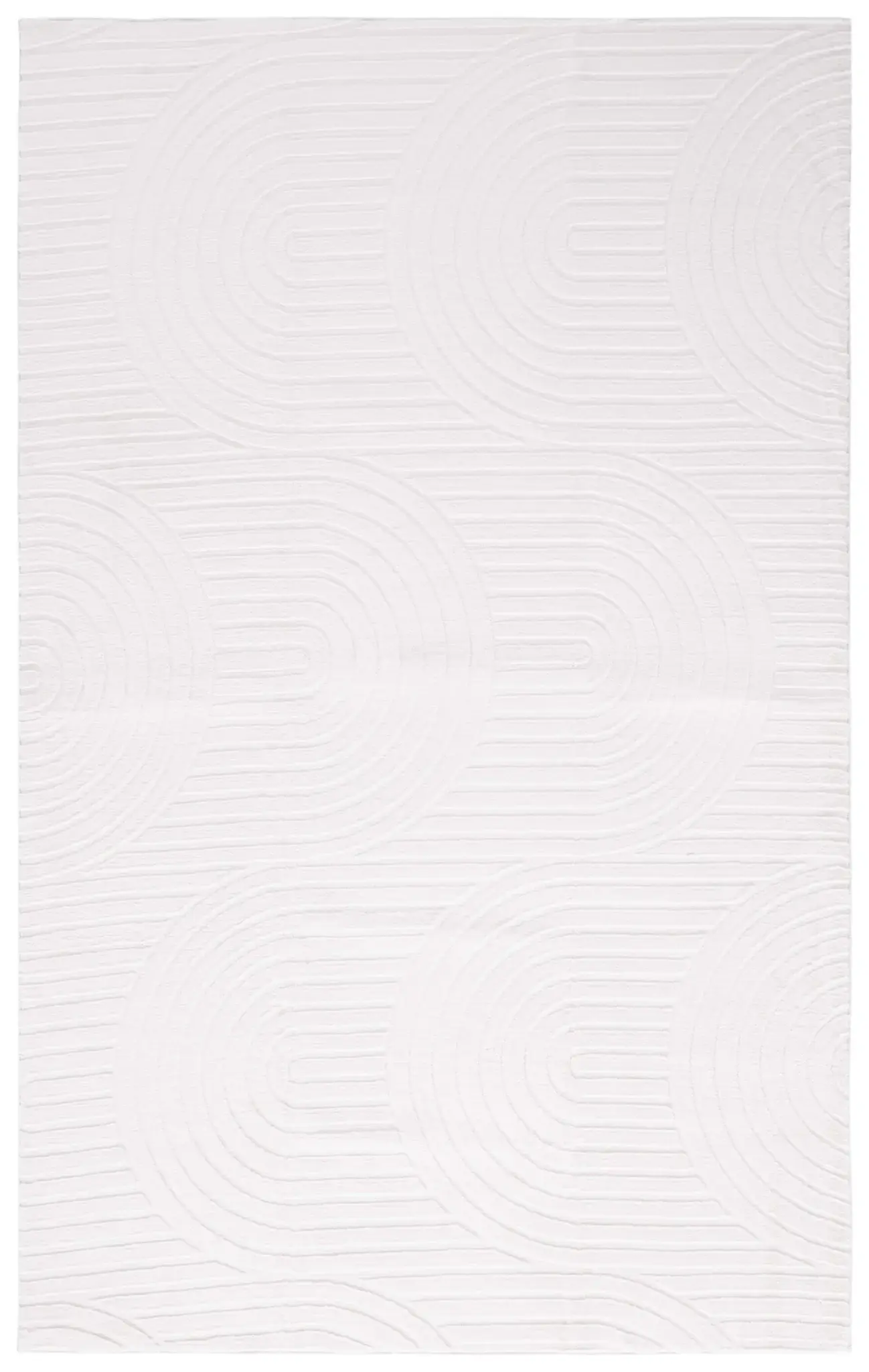 Faux Rabbit Fur Concentric Arches Washable Rug