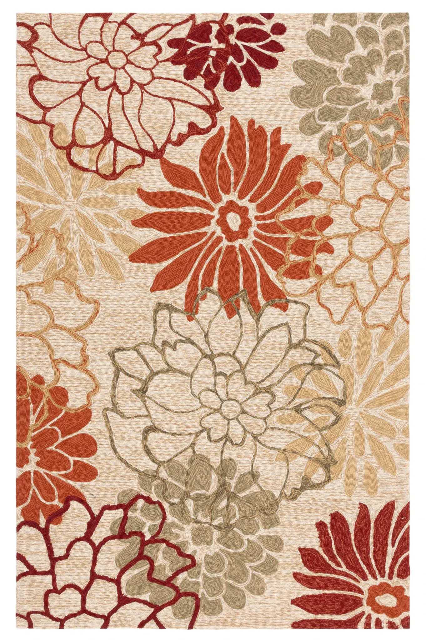 Four Seasons Dahlia Floral Hand-Hooked Rug