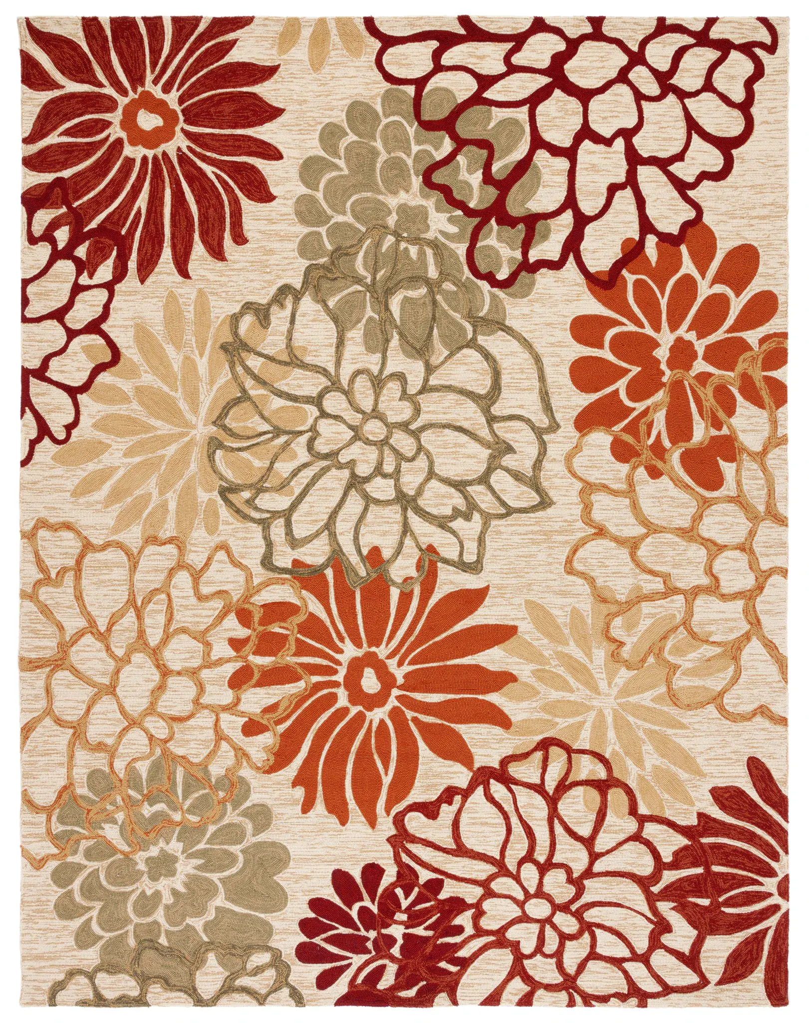 Four Seasons Dahlia Floral Hand-Hooked Rug