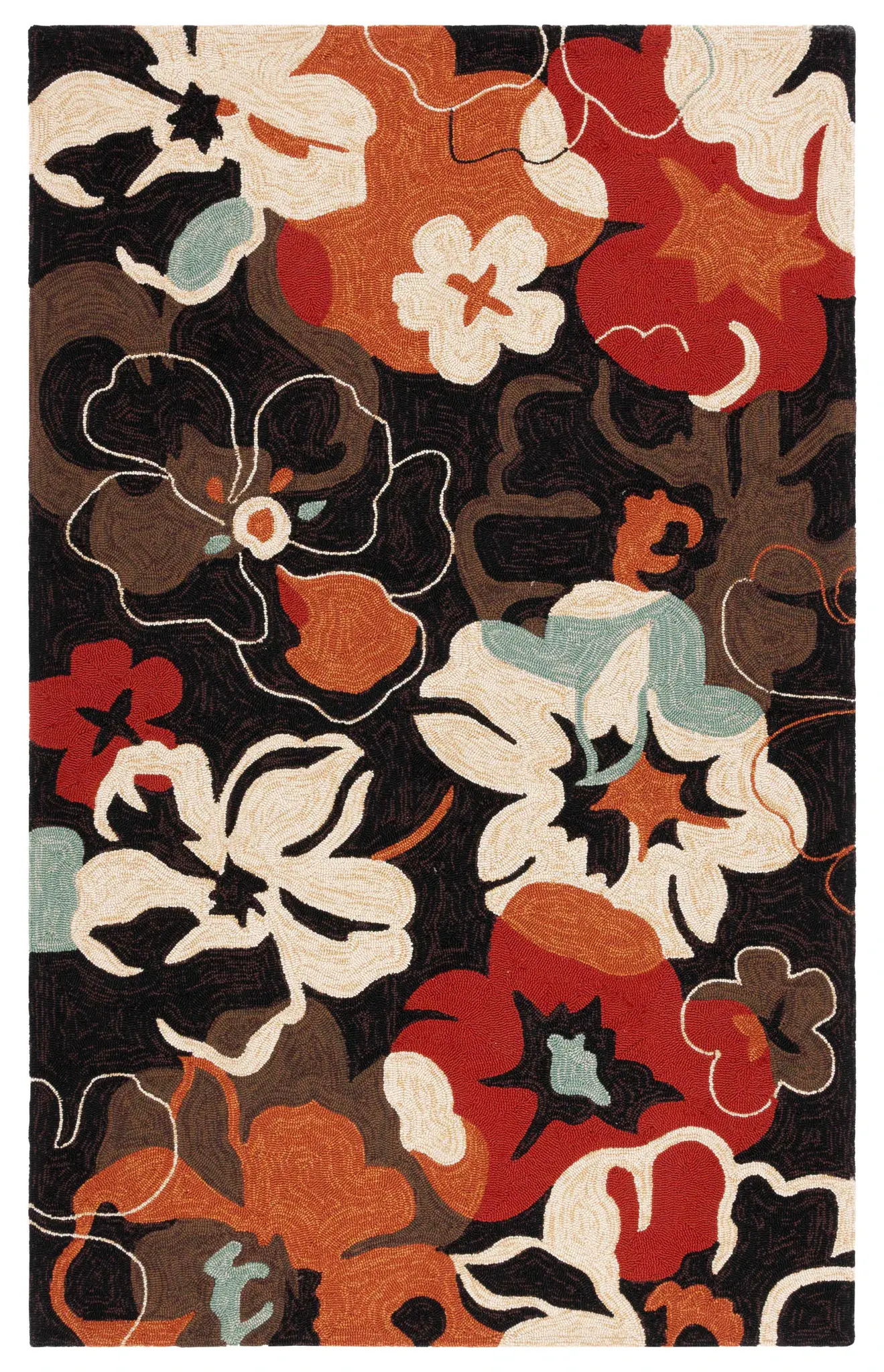 Four Seasons Large-Scale Floral Hand-Hooked Rug