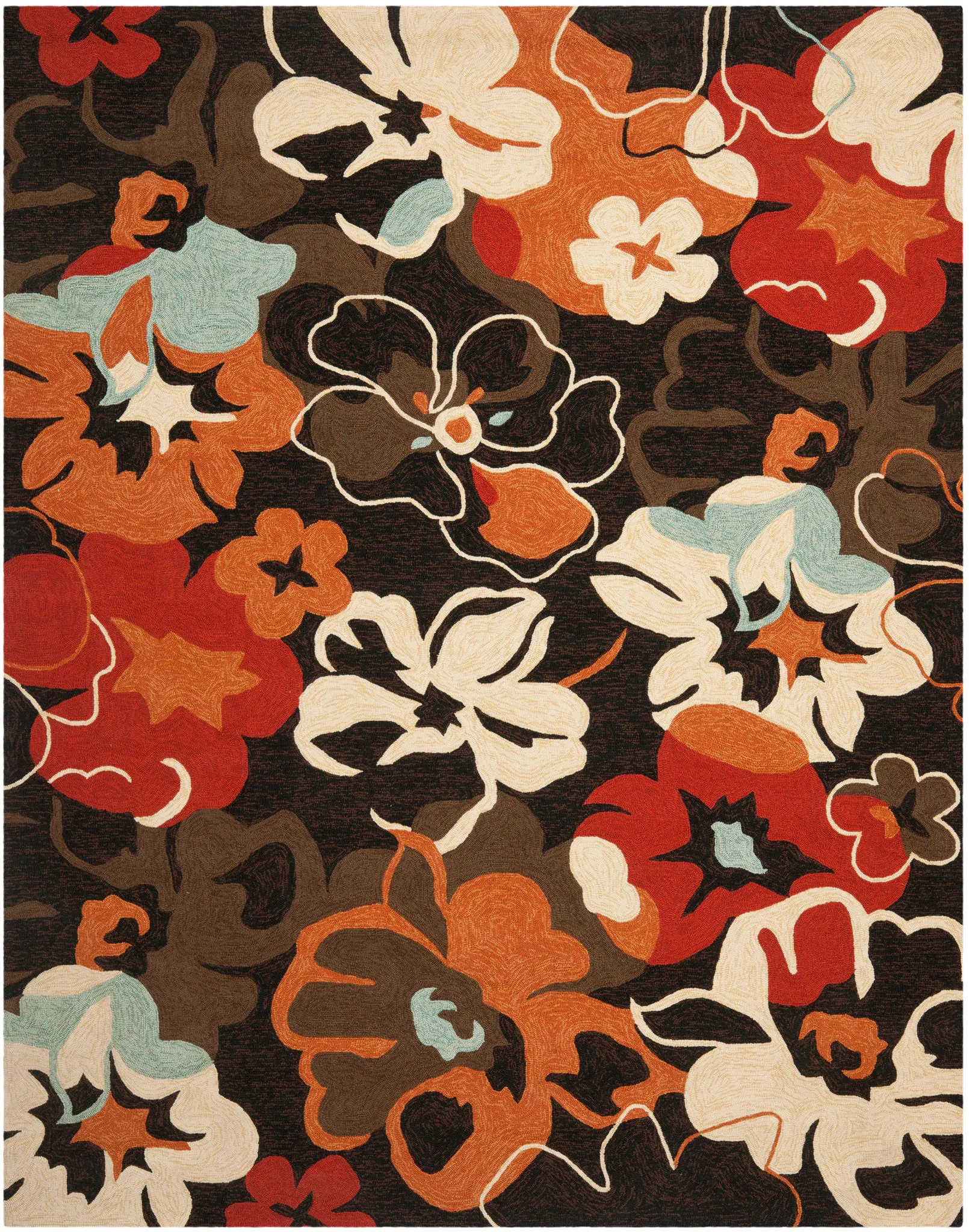 Four Seasons Large-Scale Floral Hand-Hooked Rug