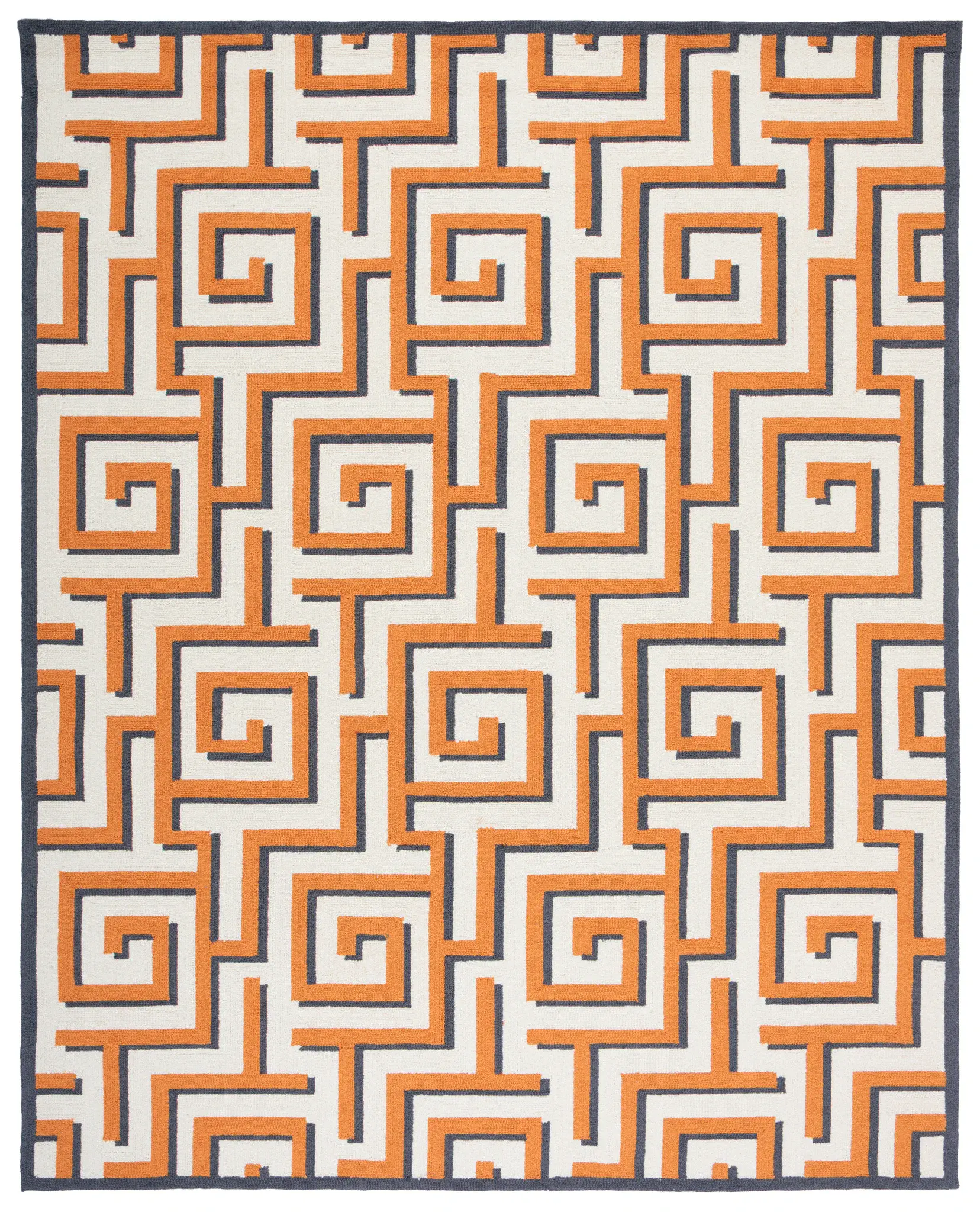 Four Seasons Greek Key Hand-Hooked Rug