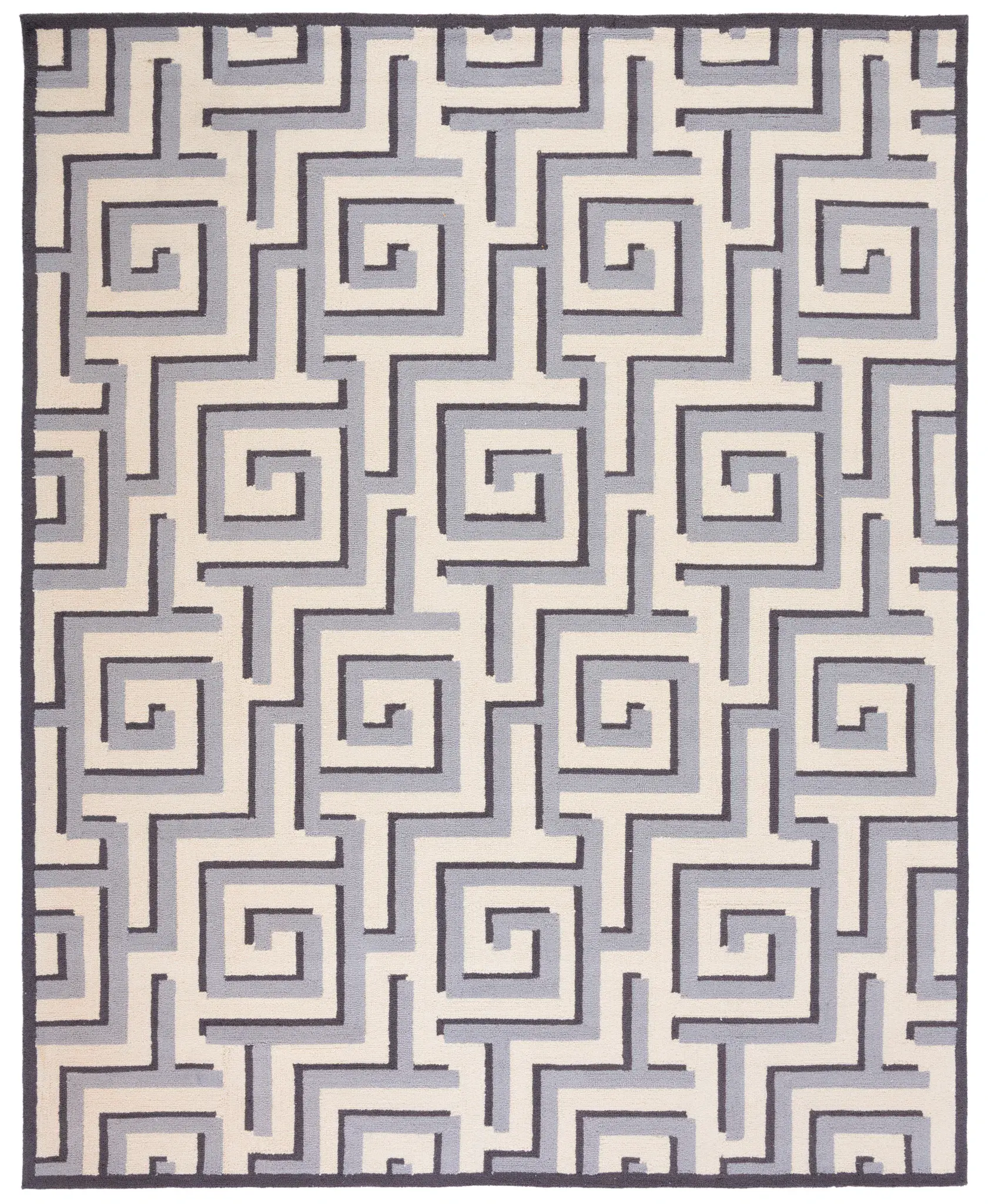 Four Seasons Greek Key Hand-Hooked Rug