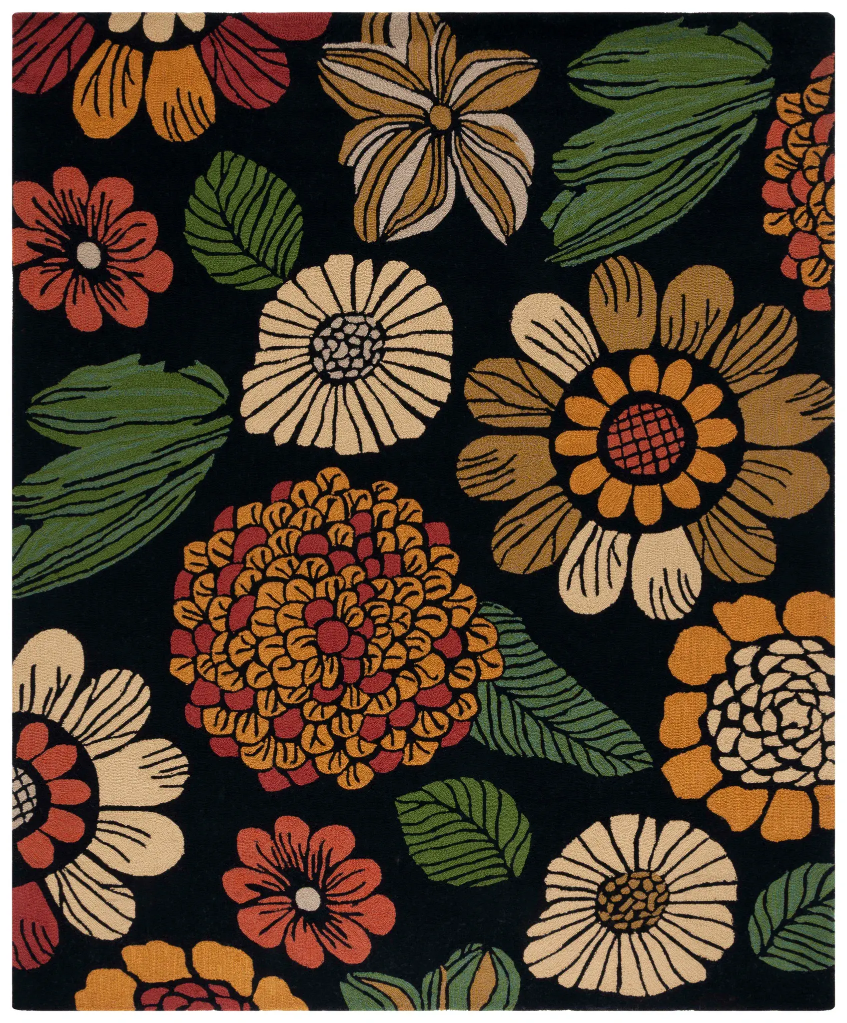 Four Seasons Large Blossom Hand-Hooked Rug